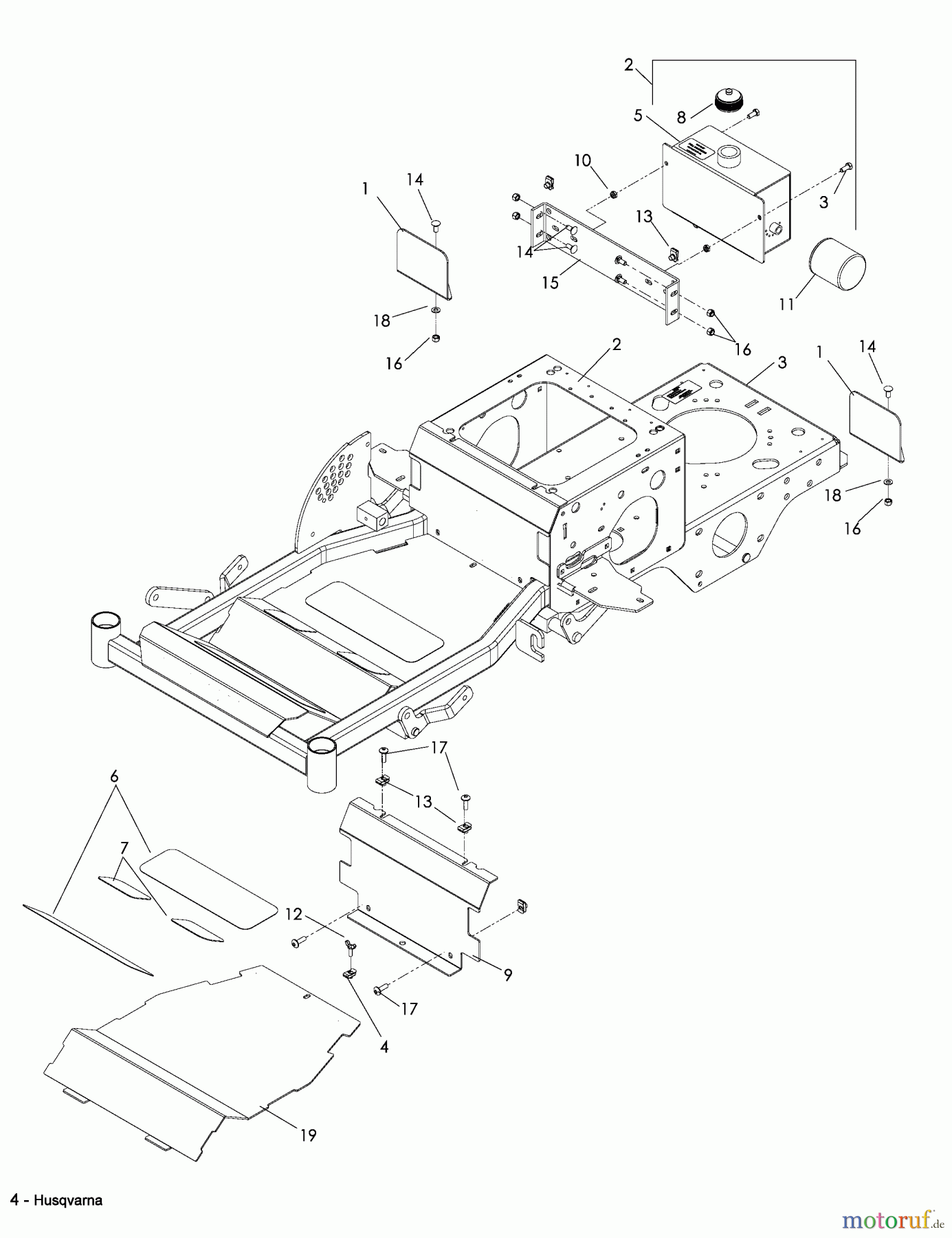  Husqvarna Nullwendekreismäher, Zero-Turn EZF 3417 (965879301) - Husqvarna Zero-Turn Mower (2008-09 & After) Chassis / Frame