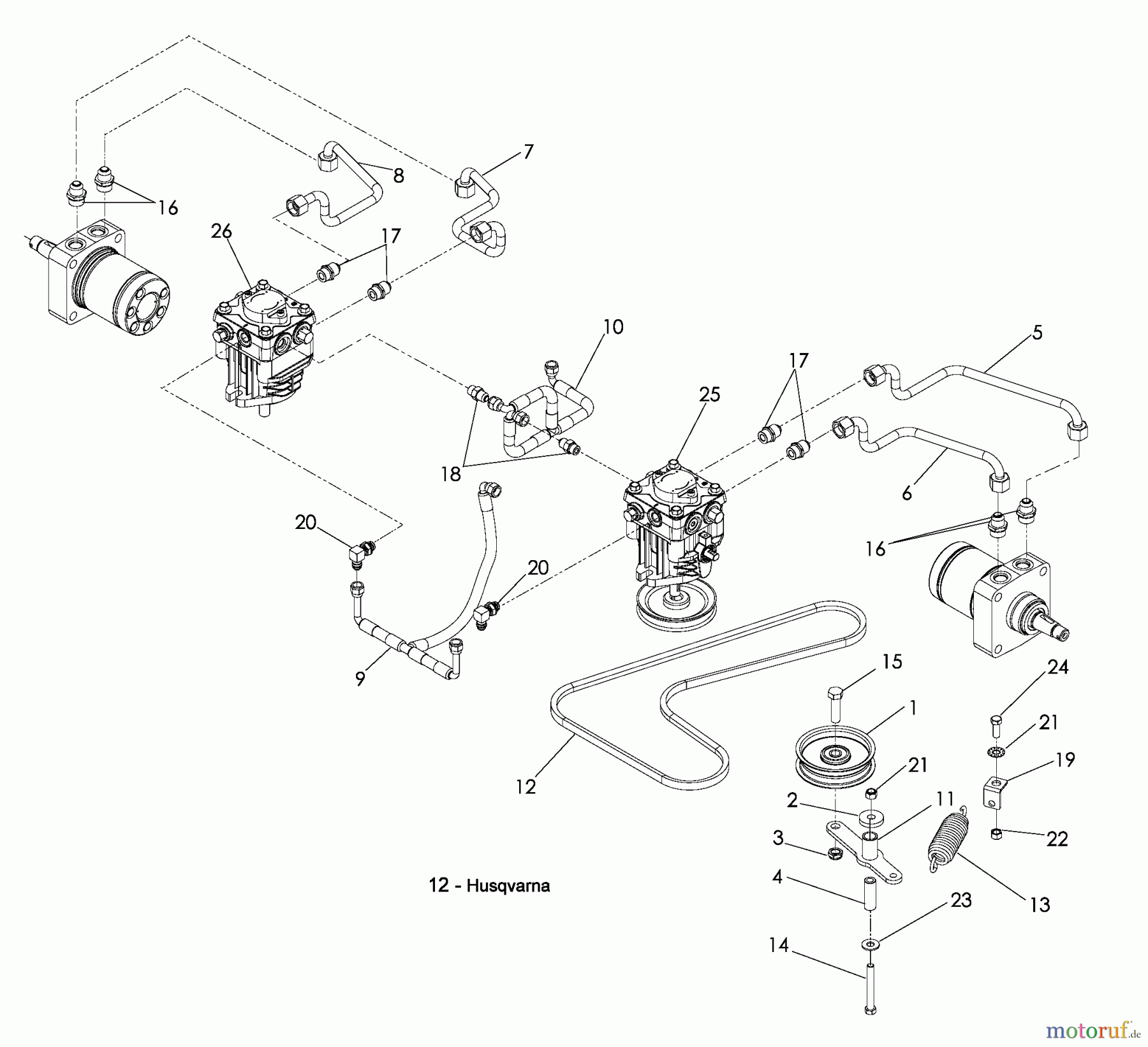  Husqvarna Nullwendekreismäher, Zero-Turn EZF 3417 (965879301) - Husqvarna Zero-Turn Mower (2008-09 & After) Hydraulic Pump-Motor