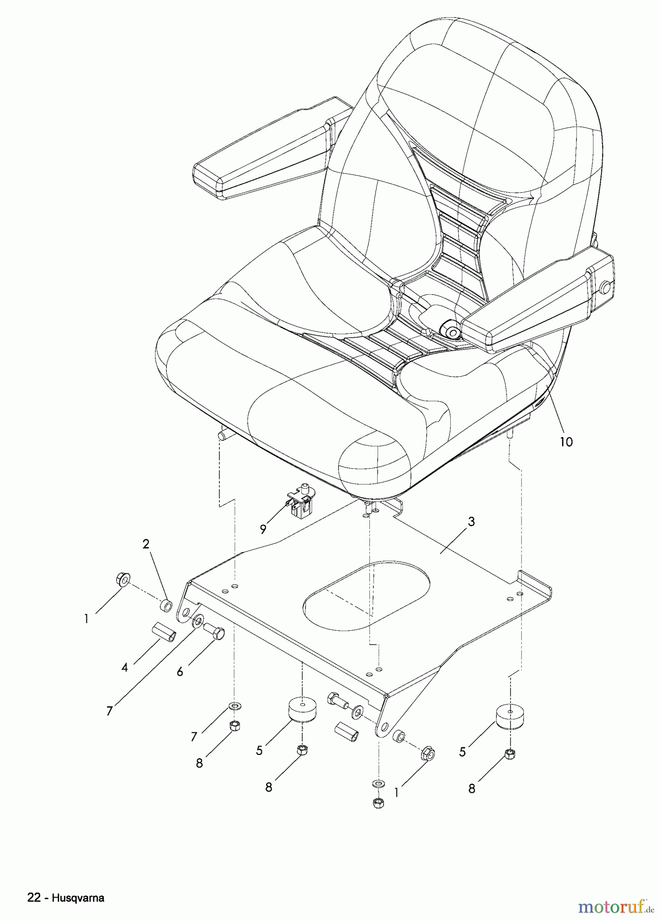  Husqvarna Nullwendekreismäher, Zero-Turn EZF 3417 (965879301) - Husqvarna Zero-Turn Mower (2008-09 & After) Seat