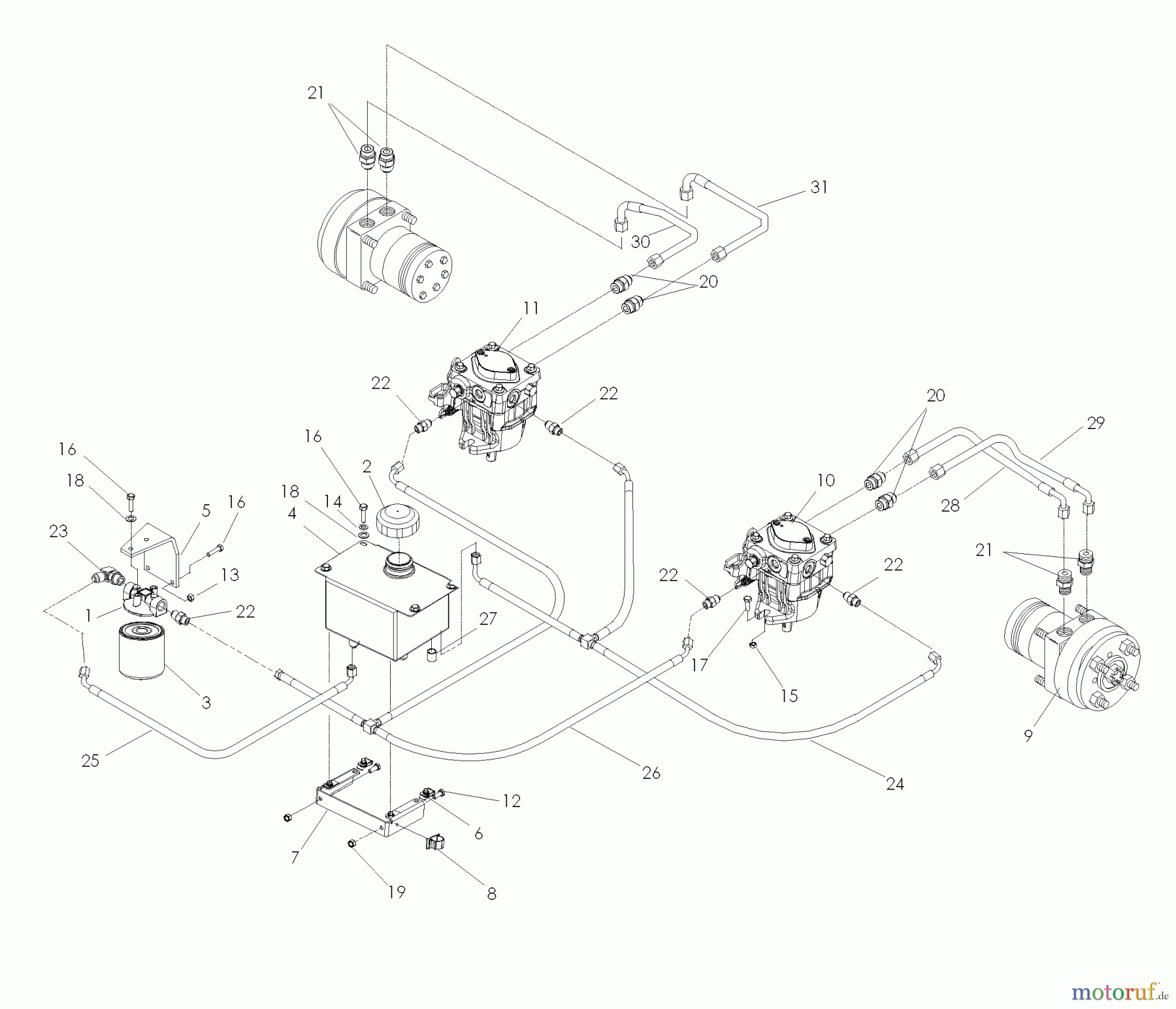  Husqvarna Nullwendekreismäher, Zero-Turn iZ 21 (968999774) - Husqvarna Zero-Turn Mower (2008-01 & After) Hydraulic Pump - Motor