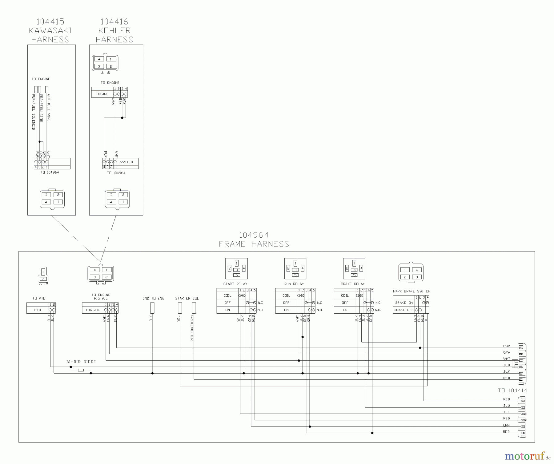  Husqvarna Nullwendekreismäher, Zero-Turn iZ 4217 SKAA (968999229) - Husqvarna Zero-Turn Mower (2004-09 & After) (SN: 033600000 & Up) Wiring Diagram - Frame Harness (Part 2)