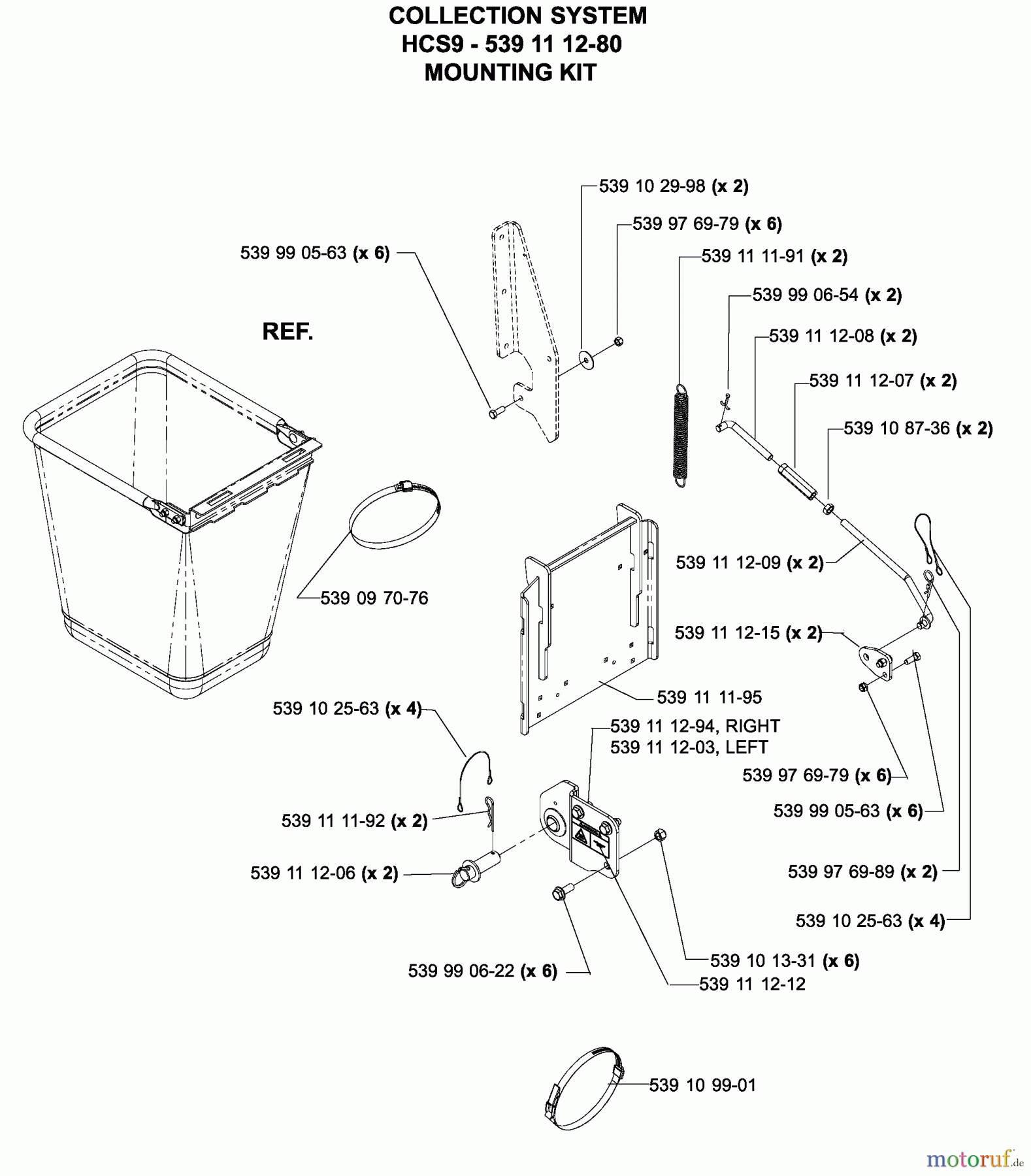  Husqvarna Nullwendekreismäher, Zero-Turn iZ 4217 TSKAA (968999254) - Husqvarna Zero-Turn Mower (2005-12 to 2006-07) Accessories HCS9 Collection System Mounting Kit