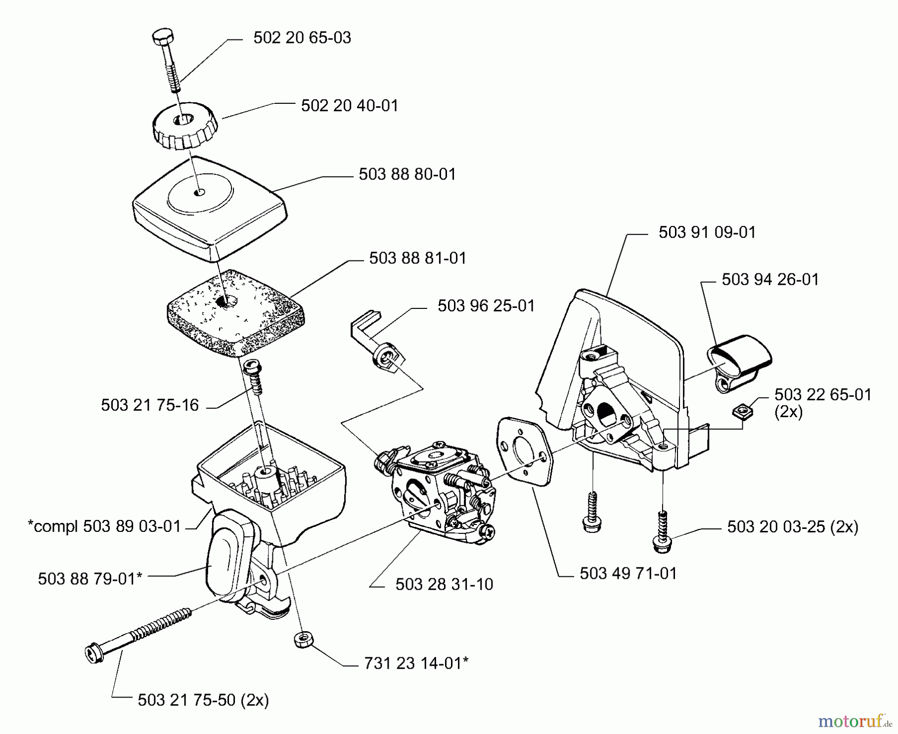  Husqvarna Kantenschneider 325 EX - Husqvarna Handheld Edger (1999-10 to 2000-12) Air Filter/Carburetor