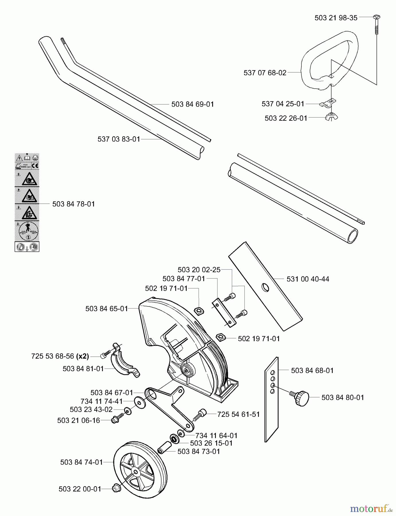  Husqvarna Kantenschneider 326 EX - Husqvarna Handheld Edger (E-TECH 2) (2001-03 to 2002-01) Shaft / Tube / Handle / Blade / Guard