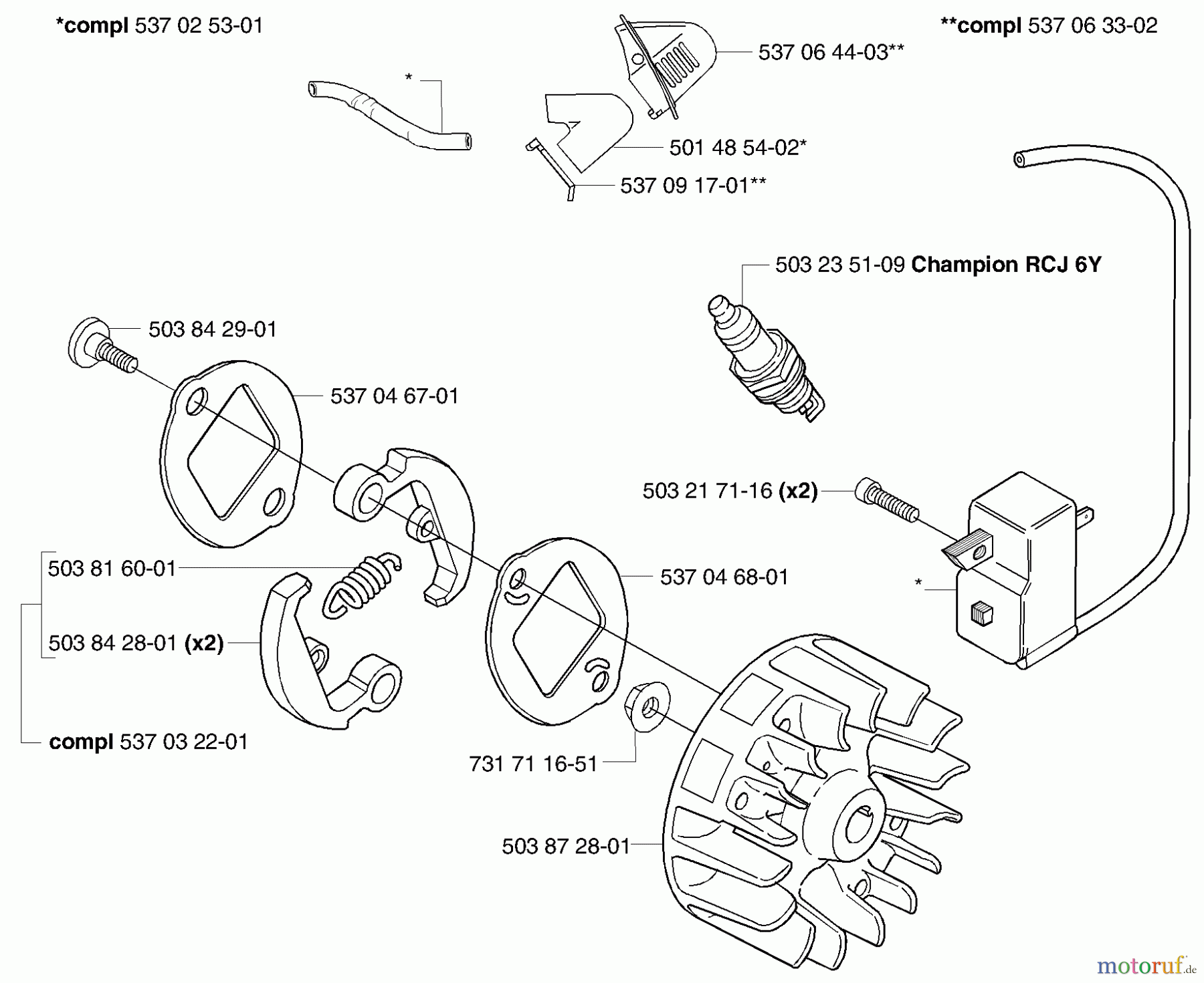  Husqvarna Kantenschneider 326 EX - Husqvarna Handheld Edger (E-TECH 2) (2002-02 & After) Ignition / Flywheel / Clutch