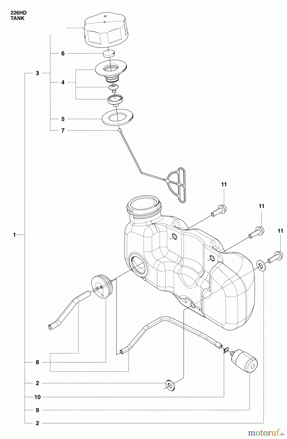  Husqvarna Heckenscheren 226 HD 75 S - Husqvarna Hedge Trimmer (2009-01 & After) Fuel Tank