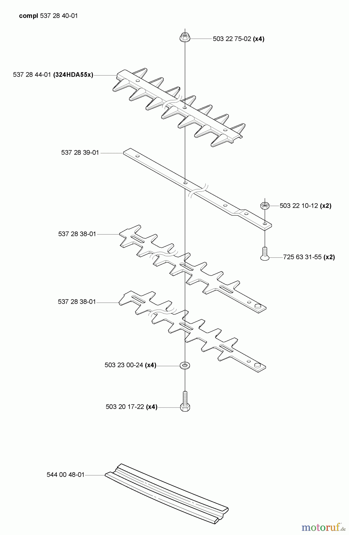  Husqvarna Heckenscheren 324 HDA 55X - Husqvarna Hedge Trimmer (2005-09 & After) Cutter Bars