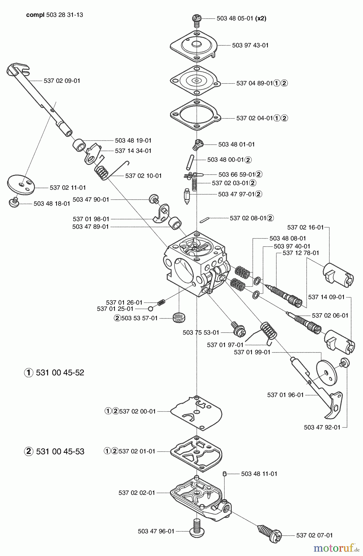  Husqvarna Heckenscheren 326 HE 4X - Husqvarna Hedge Trimmer (2003-01 to 2003-12) Carburetor Parts