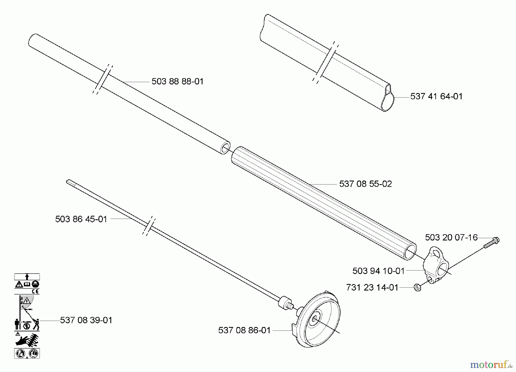  Husqvarna Heckenscheren 326 HE 4X - Husqvarna Hedge Trimmer (2005-10 & After) Handle / Shaft / Tube