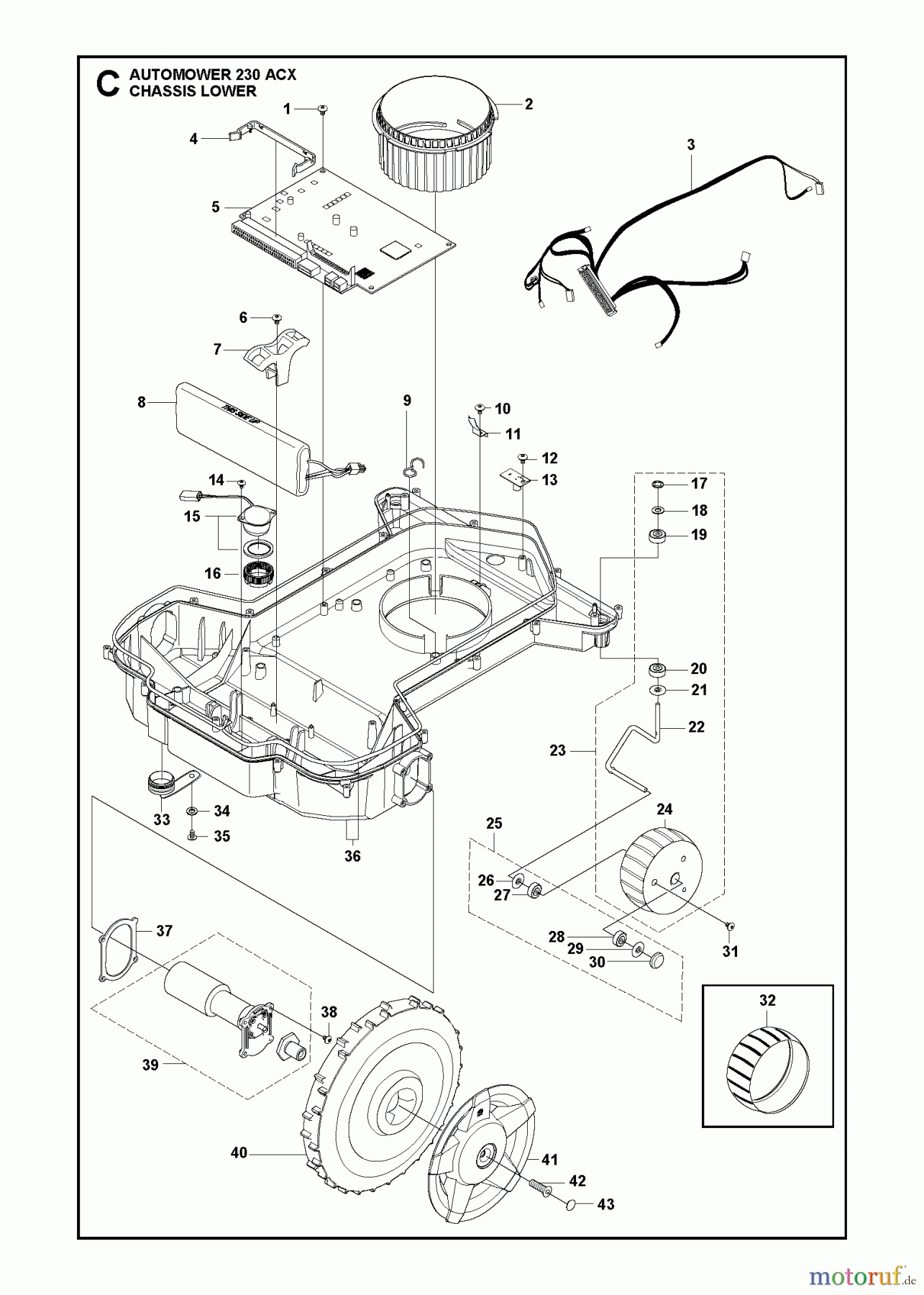  Husqvarna Automower, Mähroboter 230 ACX - Husqvarna Auto Mower (2013-01 & After) CHASSIS LOWER