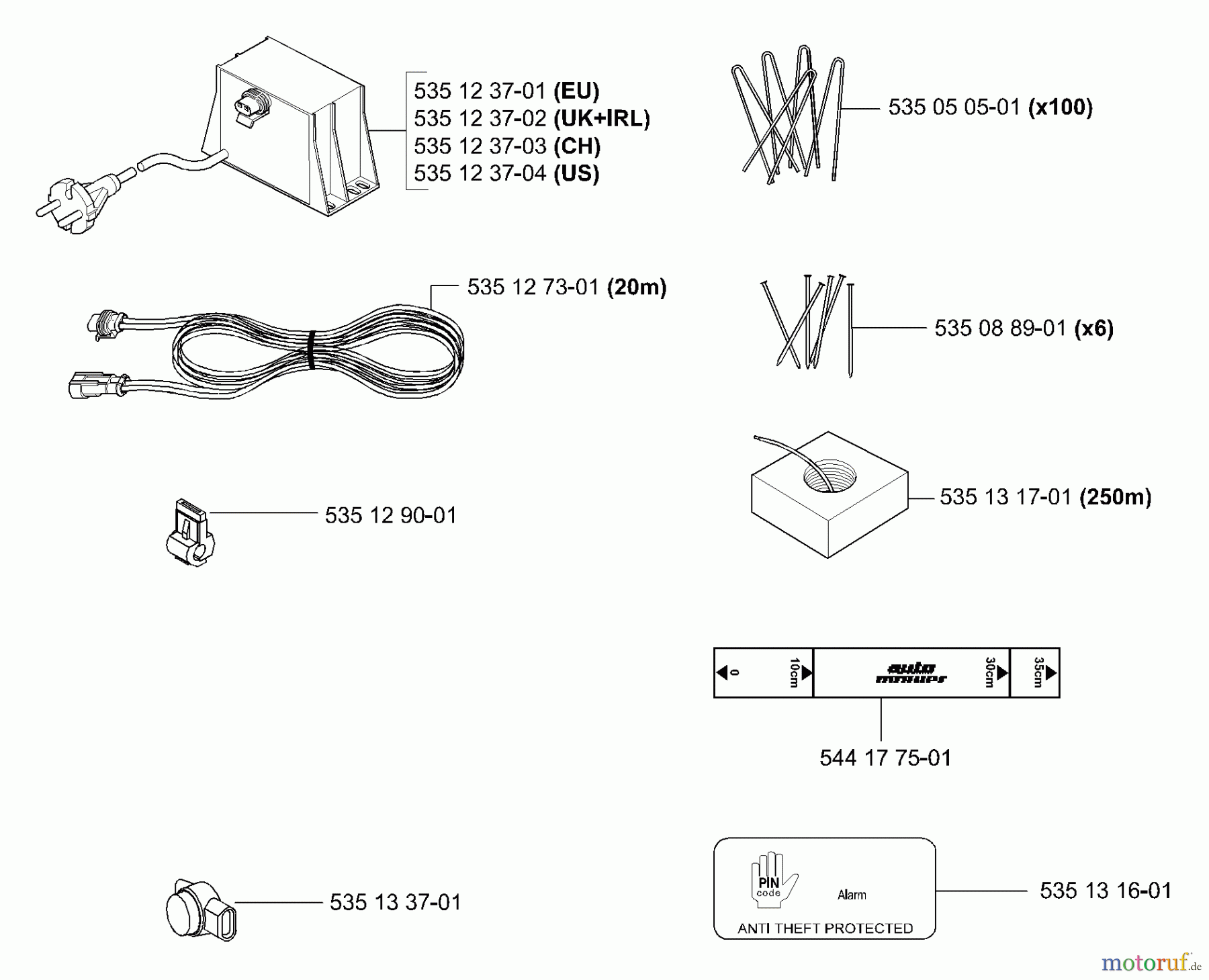  Husqvarna Automower, Mähroboter Husqvarna Auto Mower (Generation 2) (2006-02 to 2006-05) Installation Components