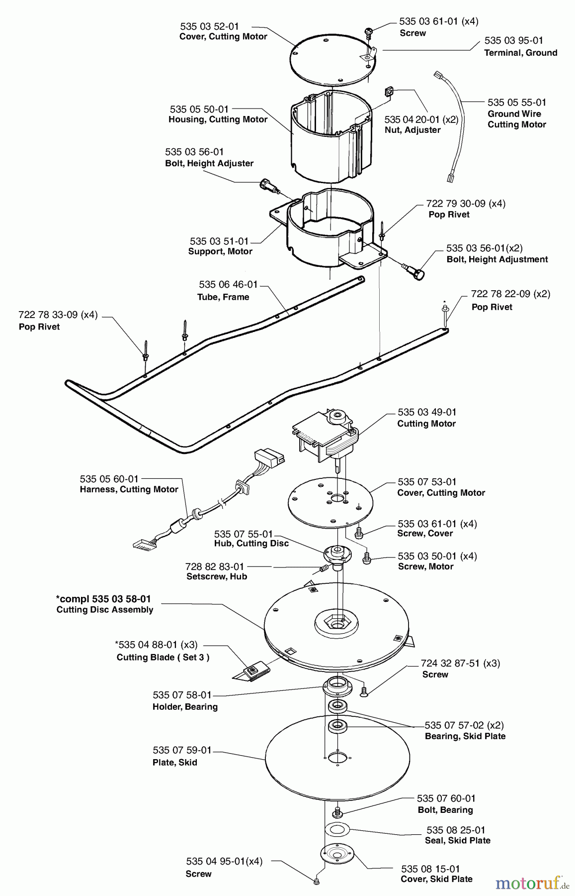  Husqvarna Automower, Mähroboter Husqvarna Solar Auto Mower (2000-02 to 2000-12) Mower / Blade Assembly