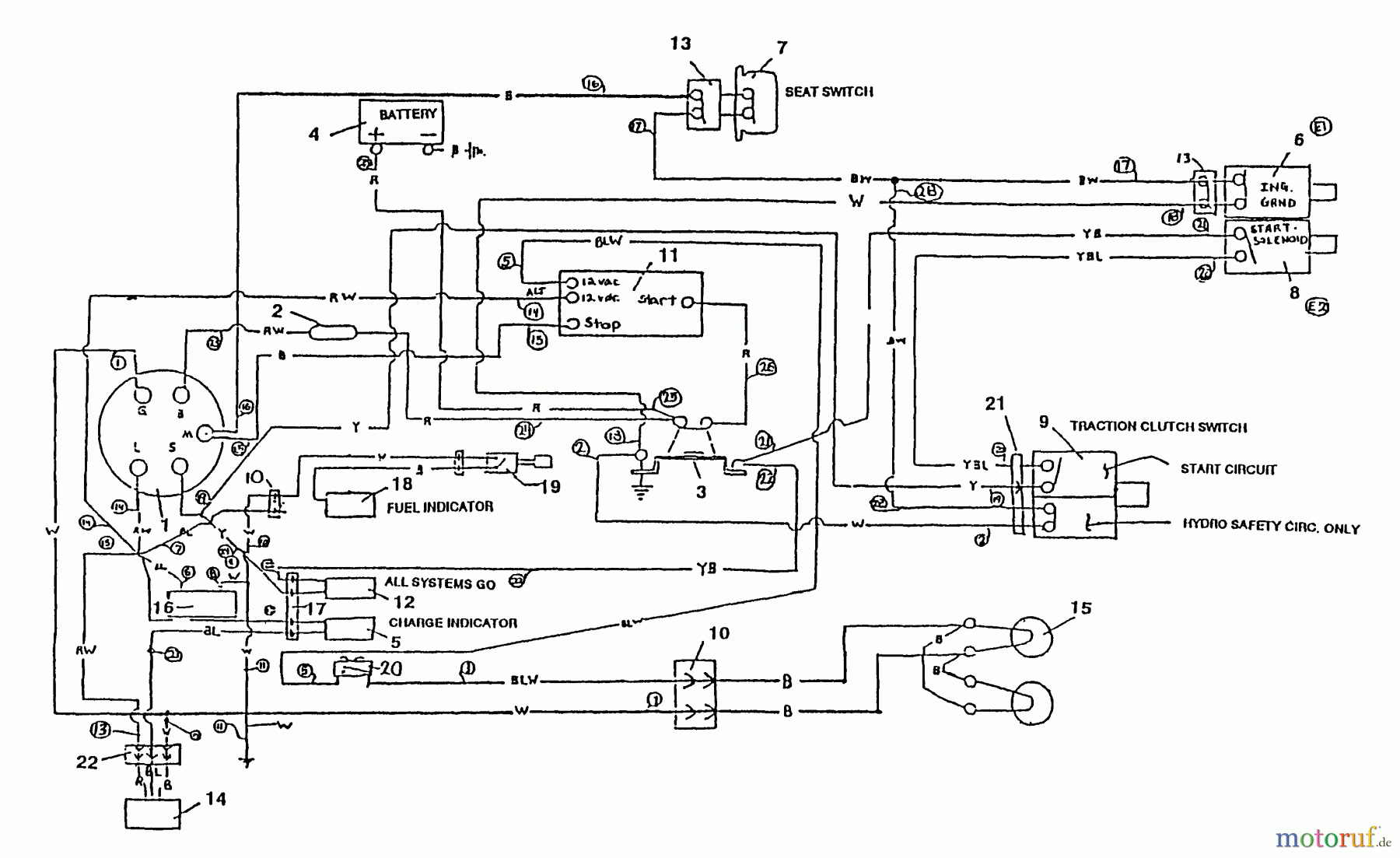  Husqvarna Rasen und Garten Traktoren 4125G - Husqvarna Lawn Tractor (1991-01 to 1991-12) Electrical Schematic