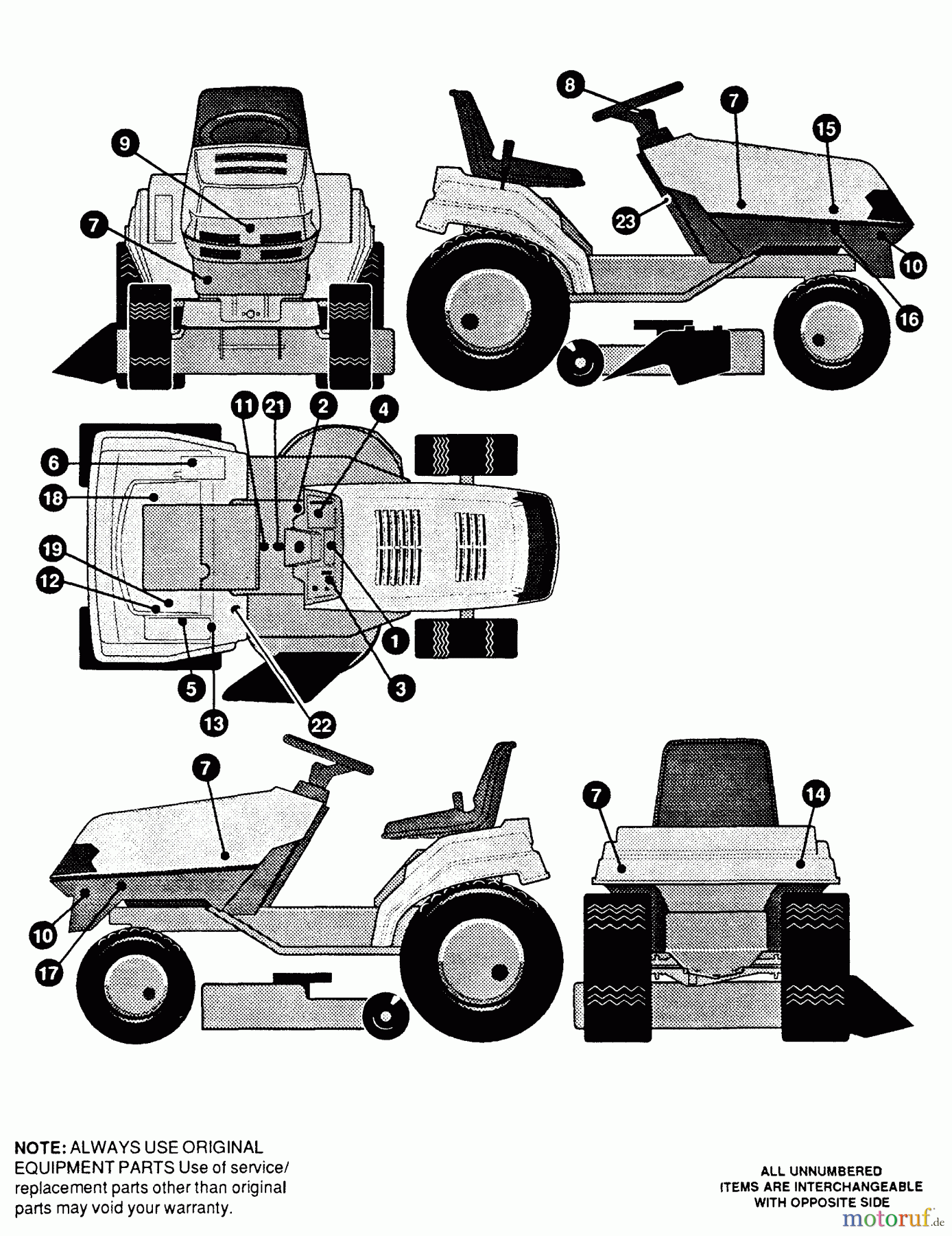  Husqvarna Rasen und Garten Traktoren 4140H - Husqvarna Lawn Tractor (1992-01 & After) Decals