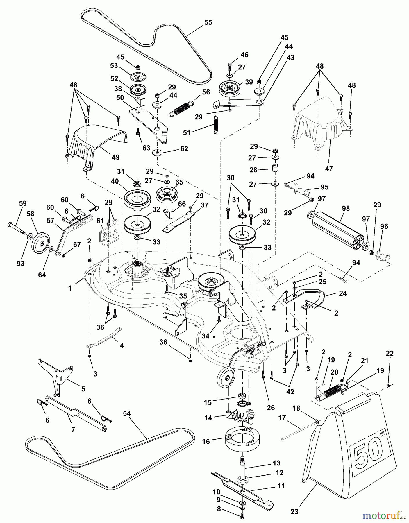  Husqvarna Rasen und Garten Traktoren GTH 200 (954001122A) - Husqvarna Garden Tractor (1994-07 & After) Mower Deck