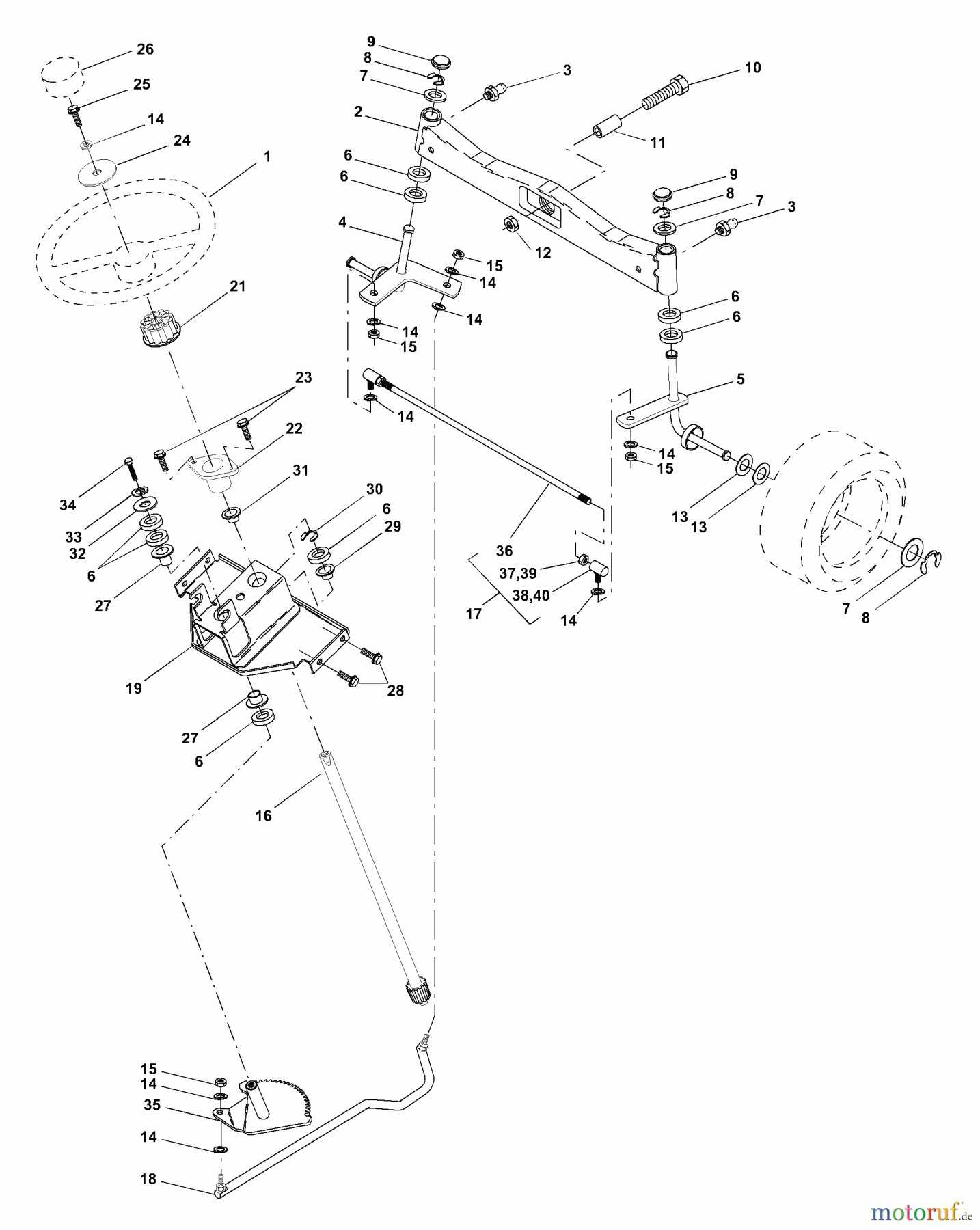  Husqvarna Rasen und Garten Traktoren GTH 200 (954001992) (954001122VA) - Husqvarna Garden Tractor (1995-03 & After) Steering Assembly