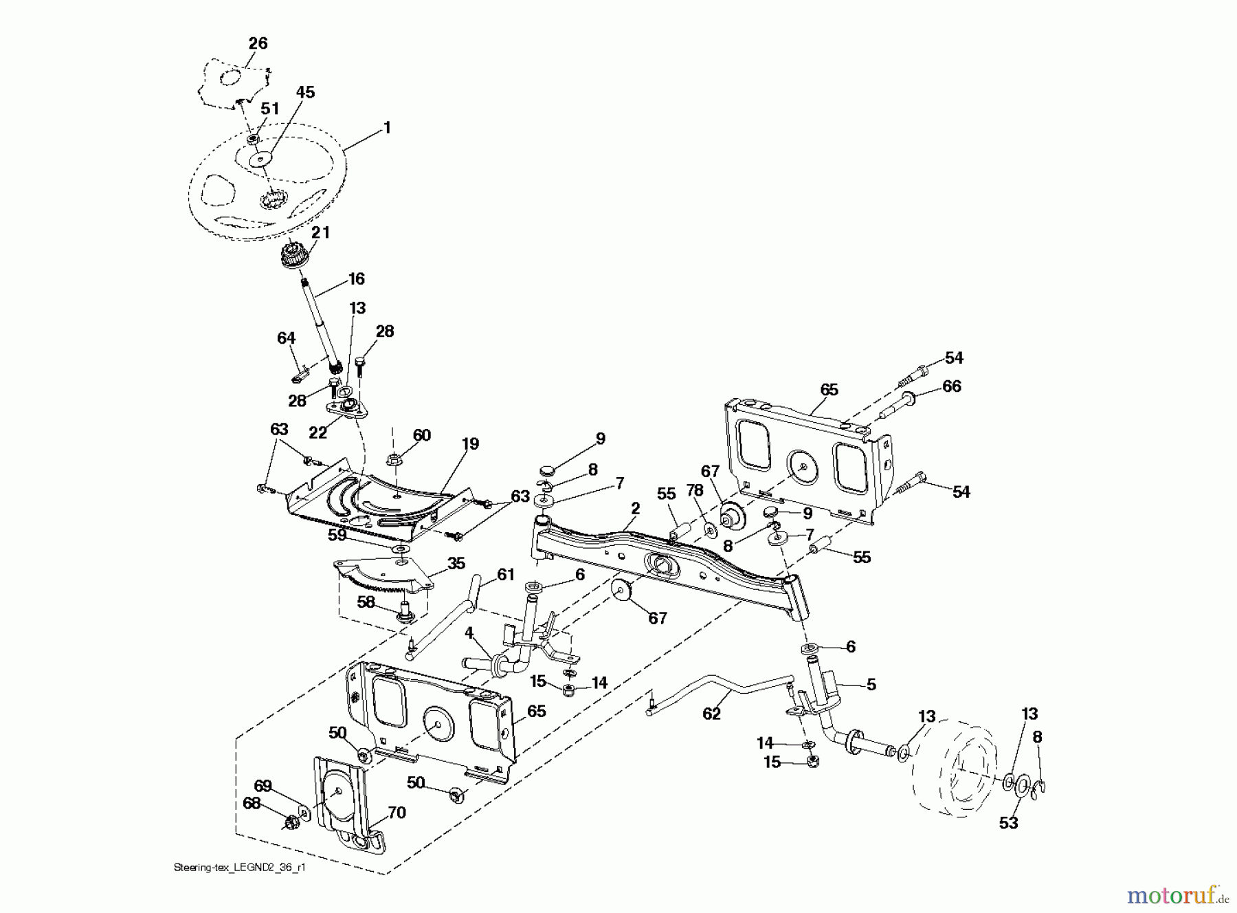  Husqvarna Rasen und Garten Traktoren GTH 27V48LS (96043011701) - Husqvarna Garden Tractor (2011-01 & After) STEERING