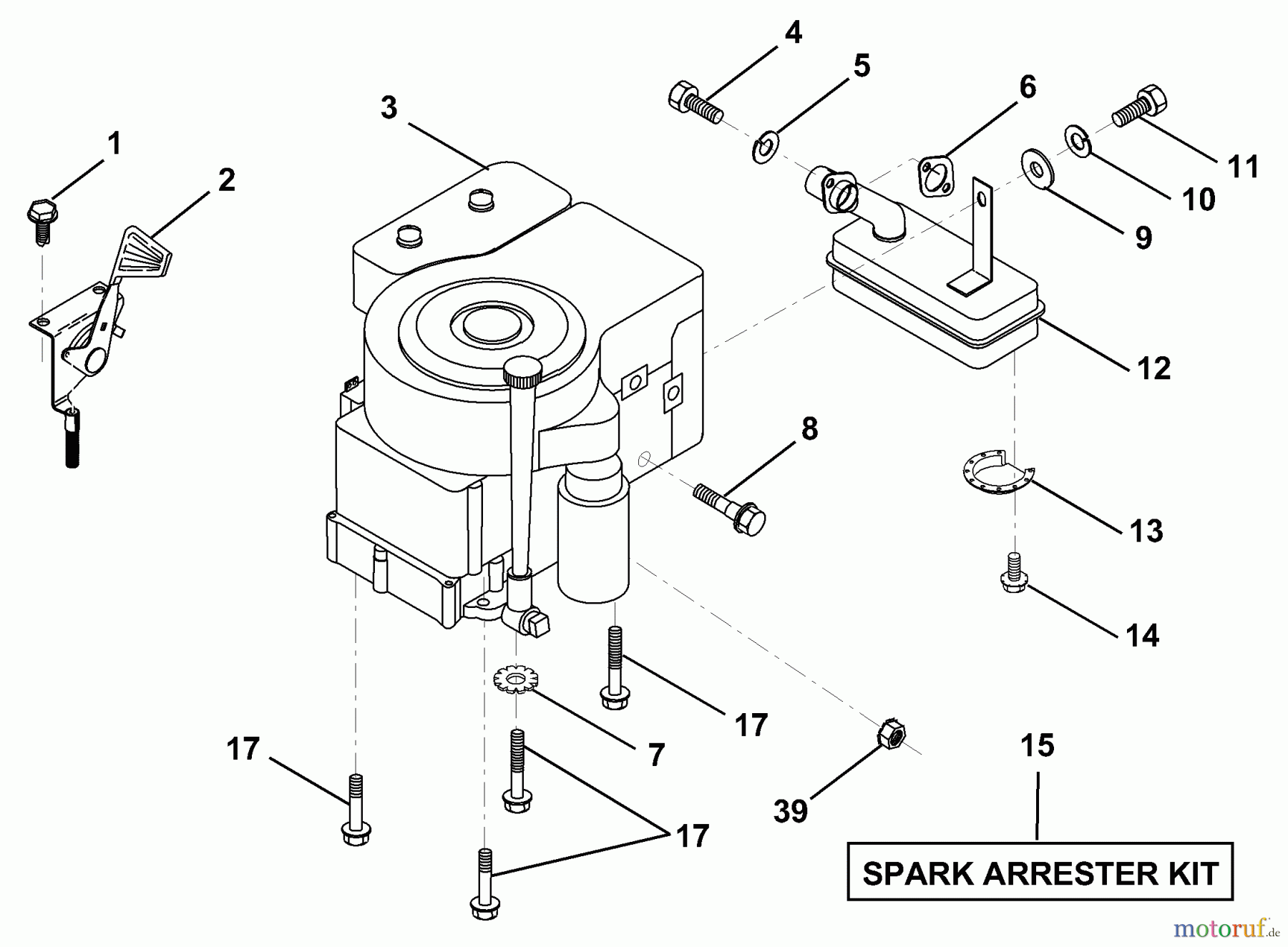  Husqvarna Rasen und Garten Traktoren LR 121 (954140001) (HCLR120A) - Husqvarna Lawn Tractor (1996-08 & After) Engine