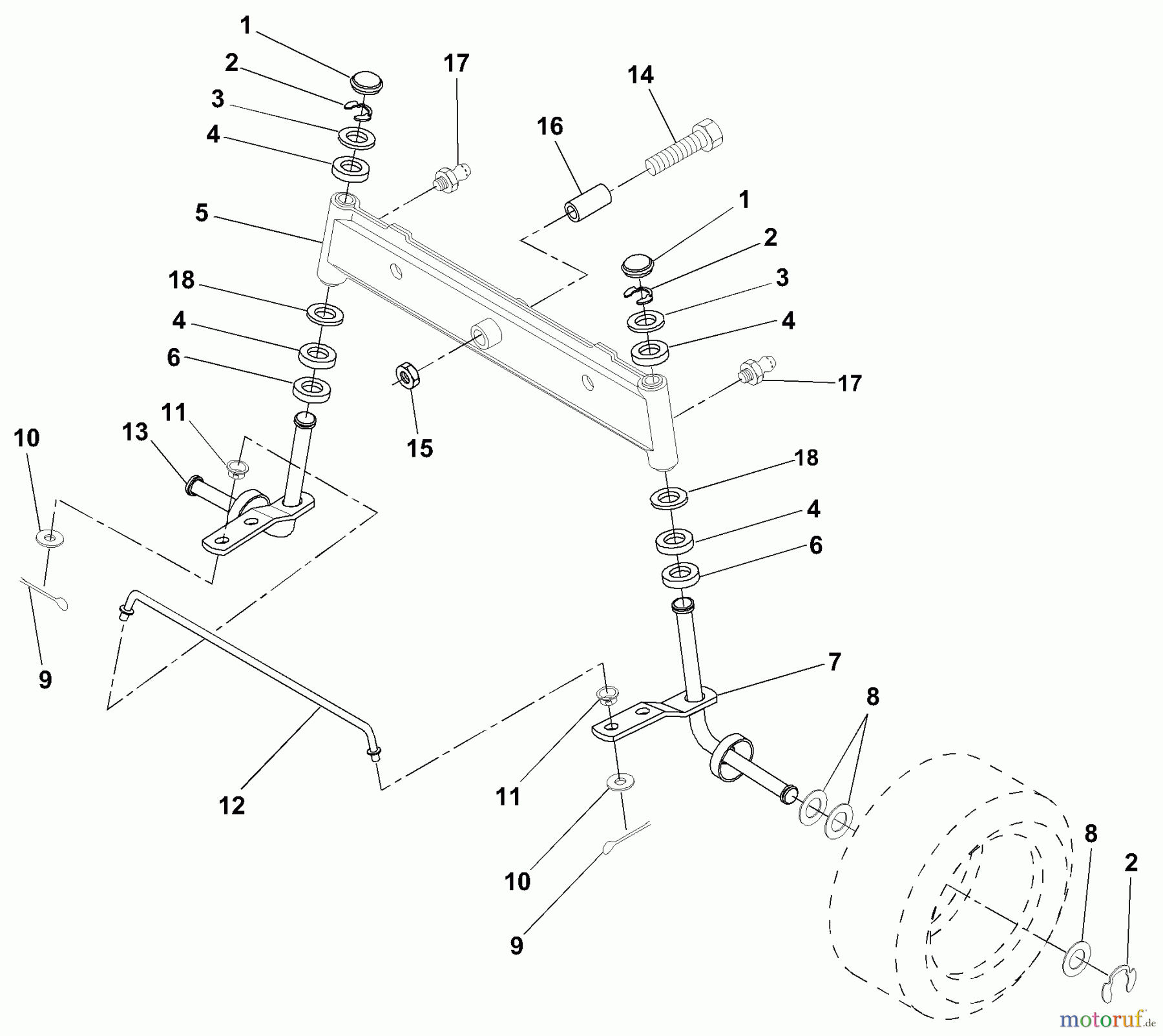  Husqvarna Rasen und Garten Traktoren LRH 125 (954001222C) - Husqvarna Lawn Tractor (1995-03 & After) Front Axle