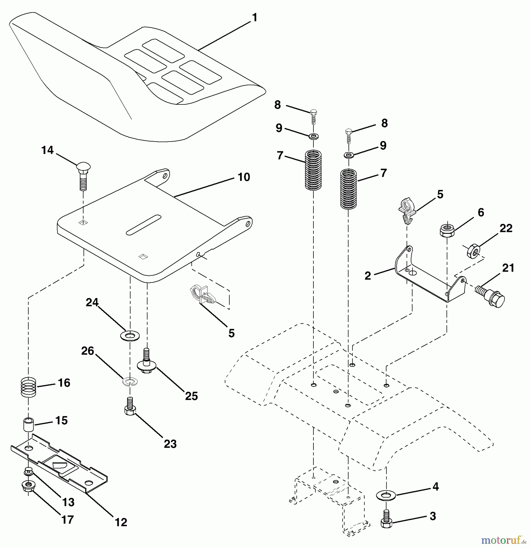  Husqvarna Rasen und Garten Traktoren LT 1538D (954569776) - Husqvarna Lawn Tractor (2003-01 & After) Seat Assembly