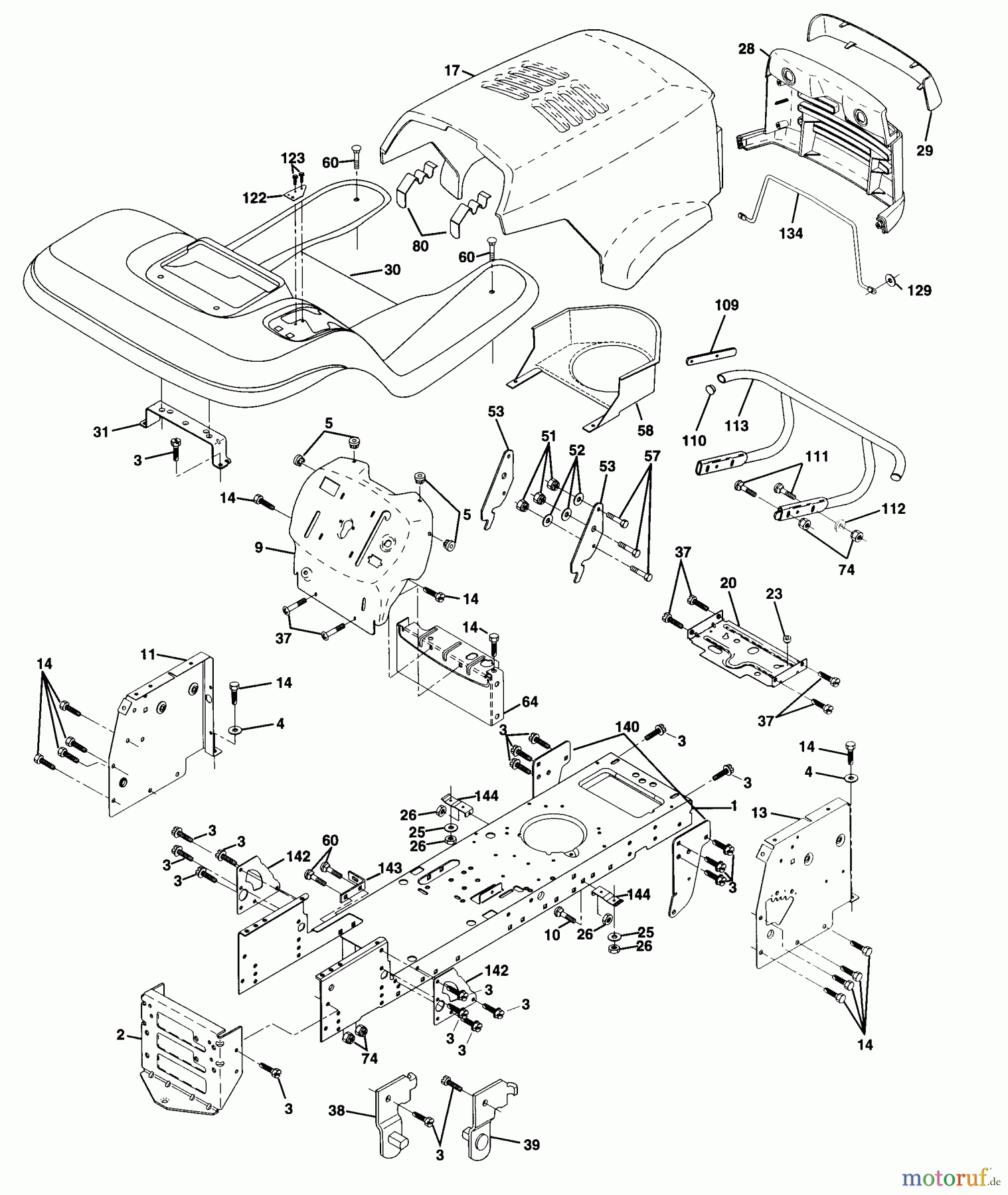  Husqvarna Rasen und Garten Traktoren LTH 130 (954140005A) - Husqvarna Lawn Tractor (1997-12 & After) Chassis And Enclosures