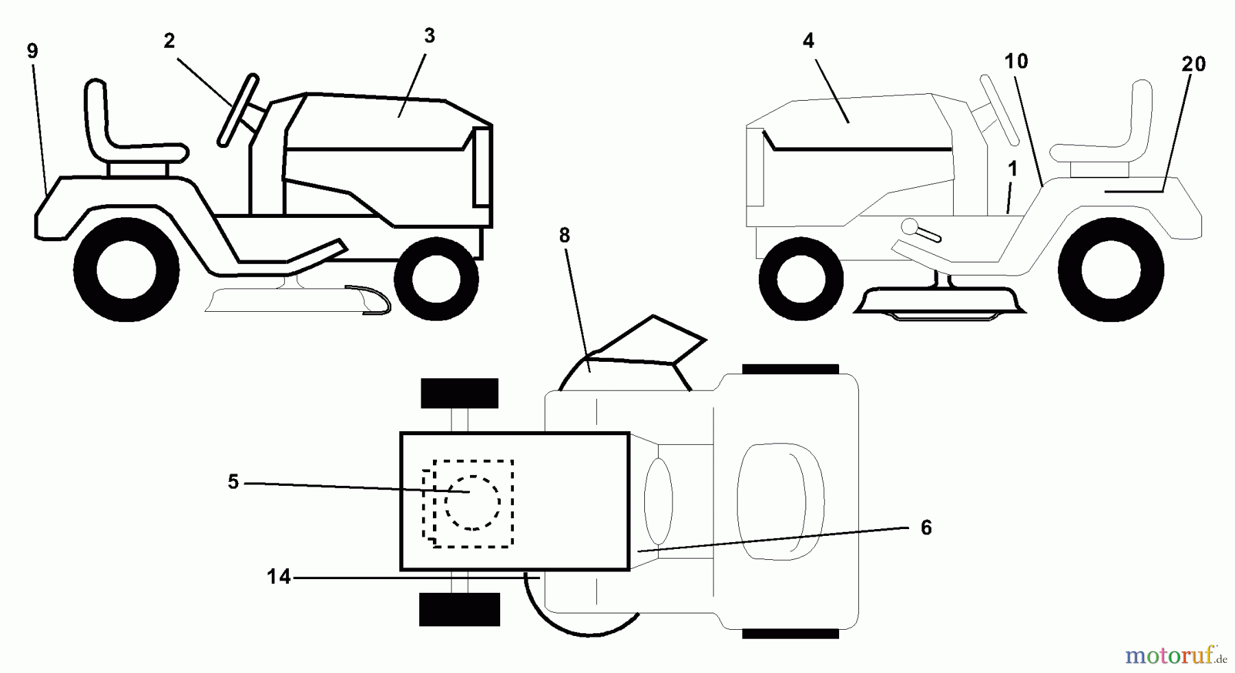  Husqvarna Rasen und Garten Traktoren LTH 130 (954140107A) - Husqvarna Lawn Tractor (1999-11 & After) Decals