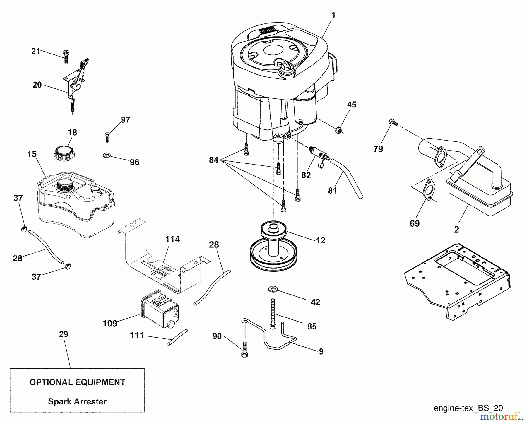  Husqvarna Rasen und Garten Traktoren LTH 1438 (96043006900) - Husqvarna Lawn Tractor (2008-12 & After) (California) Engine