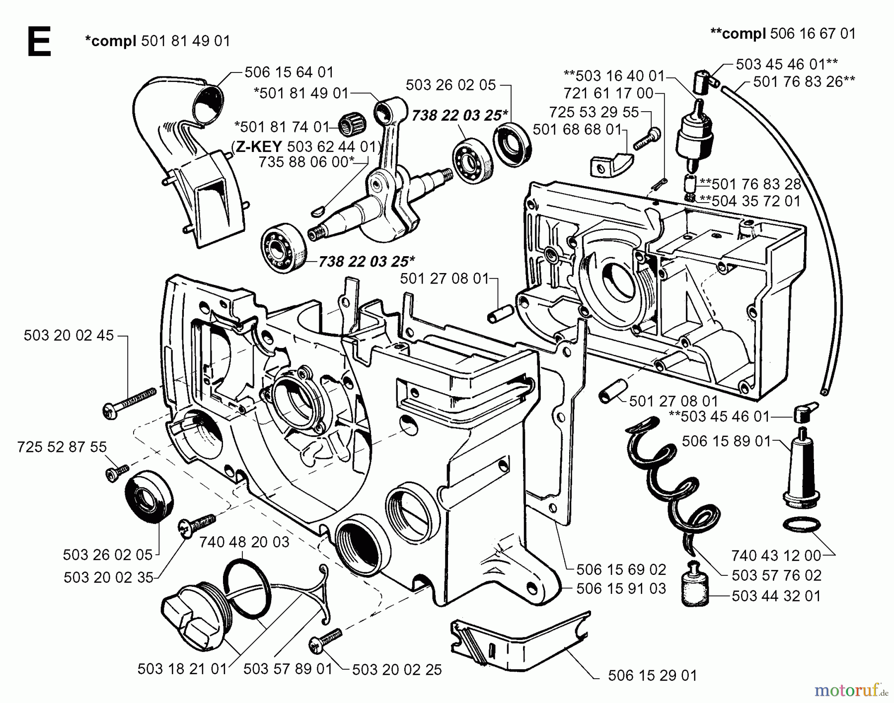  Jonsered Motorsägen 2095 - Jonsered Chainsaw (1998-03) CRANKCASE