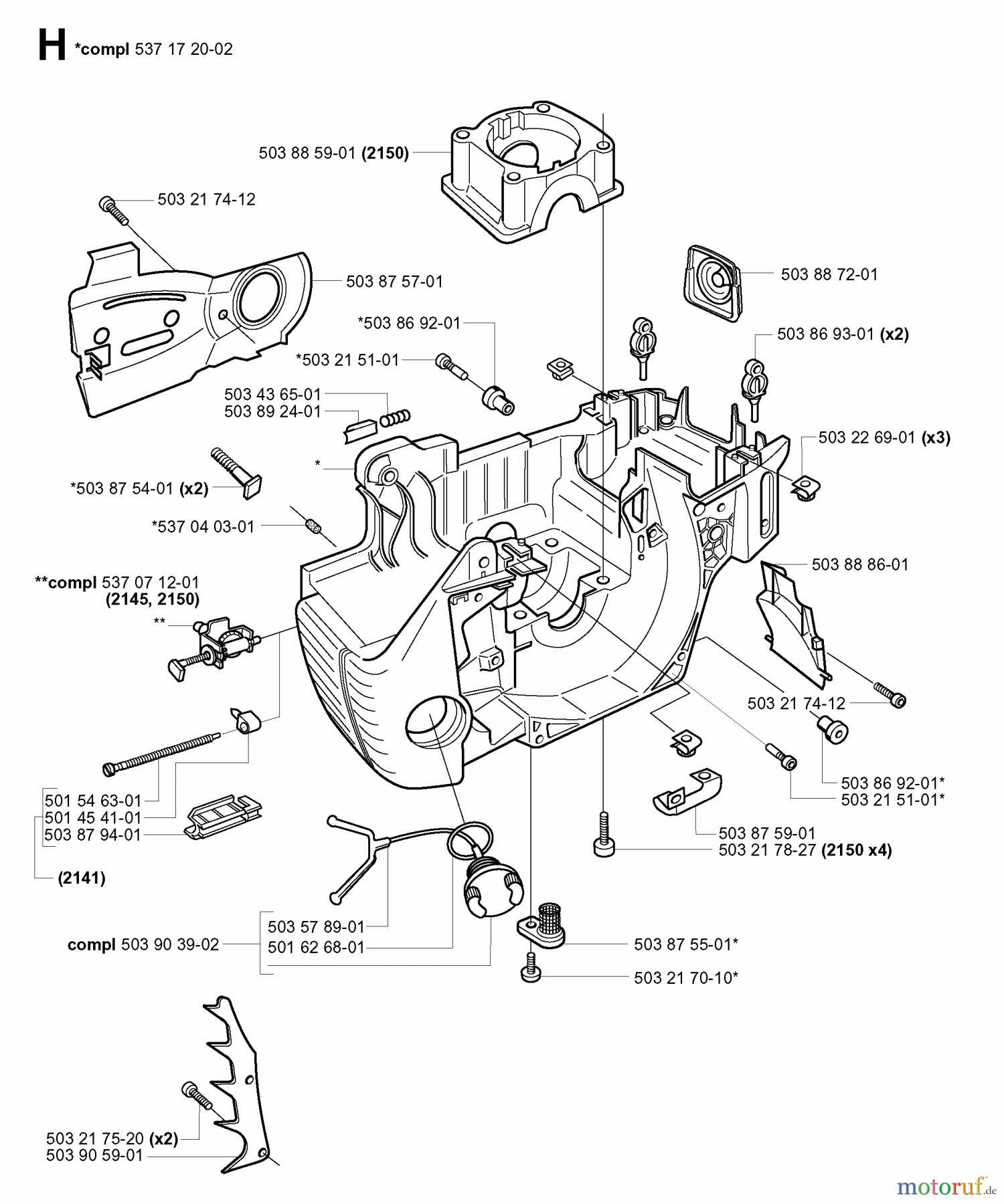  Jonsered Motorsägen 2141 - Jonsered Chainsaw (2001-09) CRANKCASE