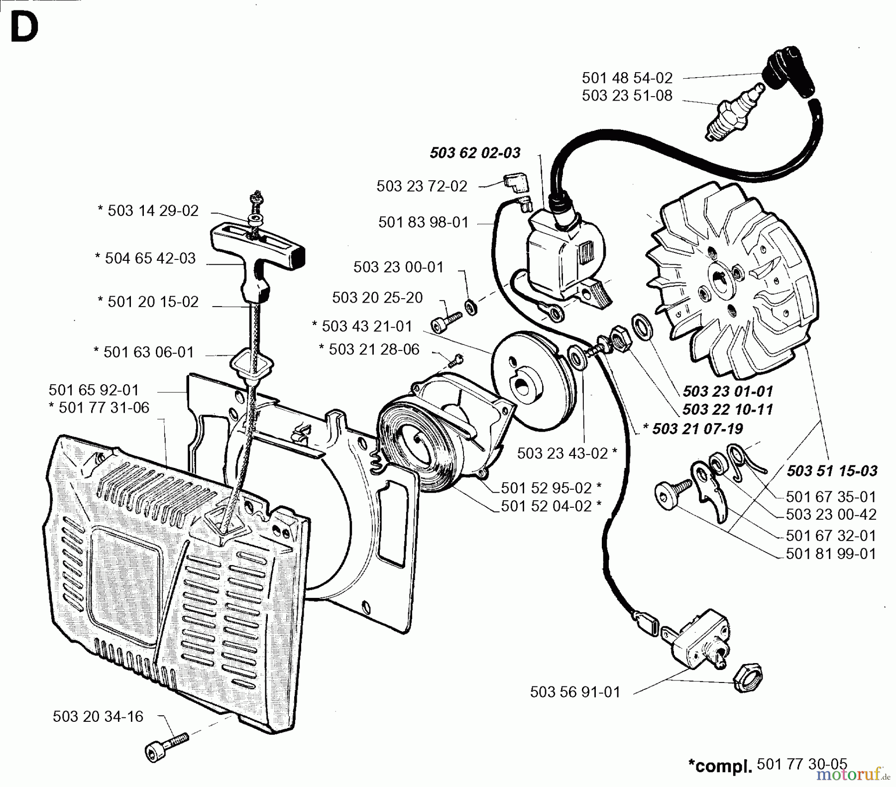  Jonsered Motorsägen 630 SUPER II - Jonsered Chainsaw (1994-08) STARTER