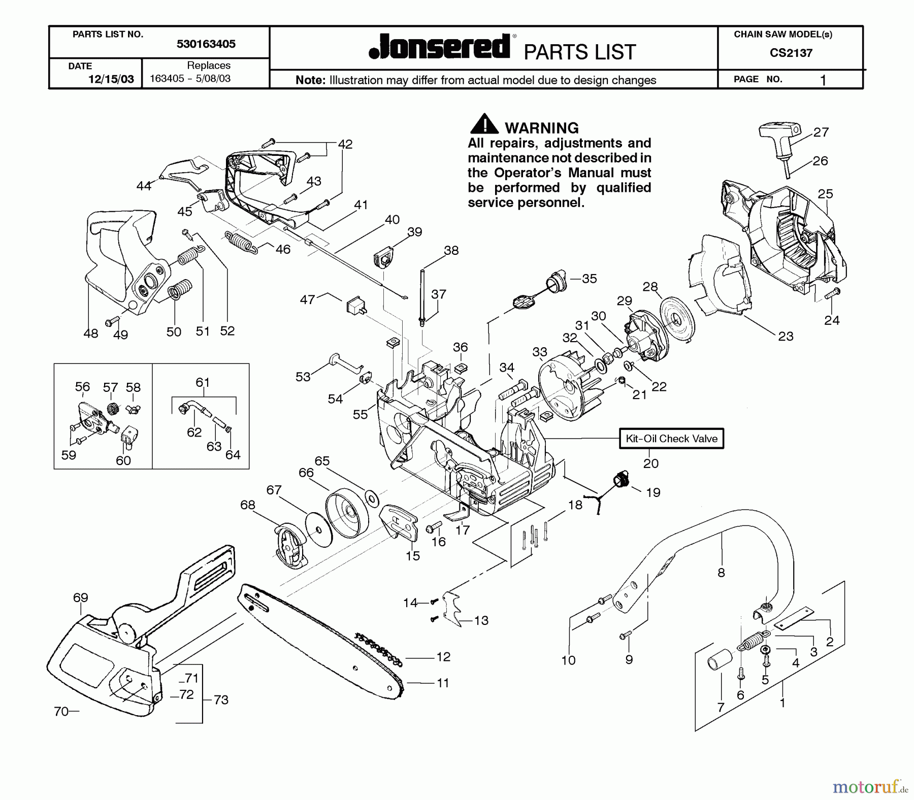  Jonsered Motorsägen CS2137 - Jonsered Chainsaw (2004-01) CRANKCASE