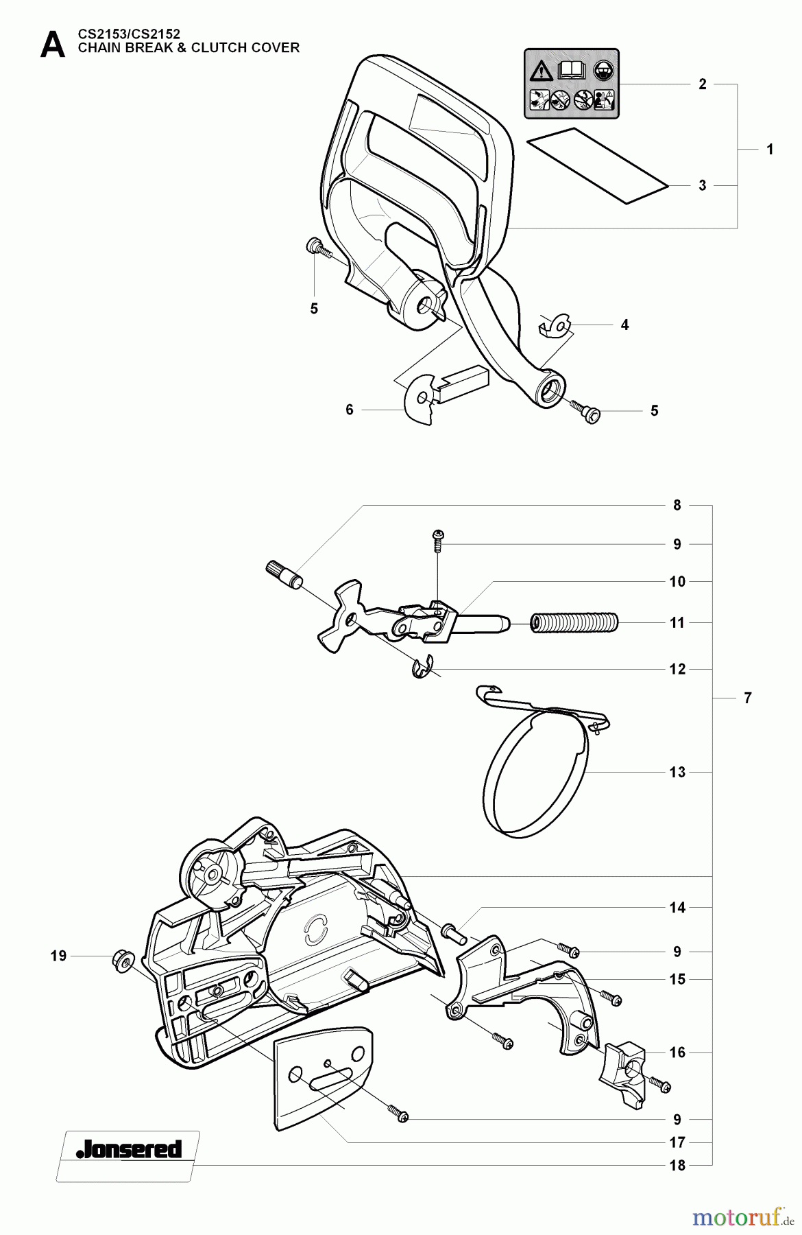  Jonsered Motorsägen CS2153 - Jonsered Chainsaw (2009-02) CHAIN BRAKE CLUTCH COVER