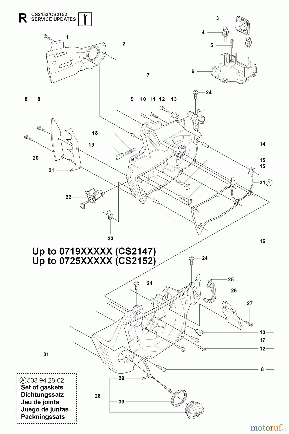  Jonsered Motorsägen CS2152 - Jonsered Chainsaw (2009-02) SERVICE UPDATES #2