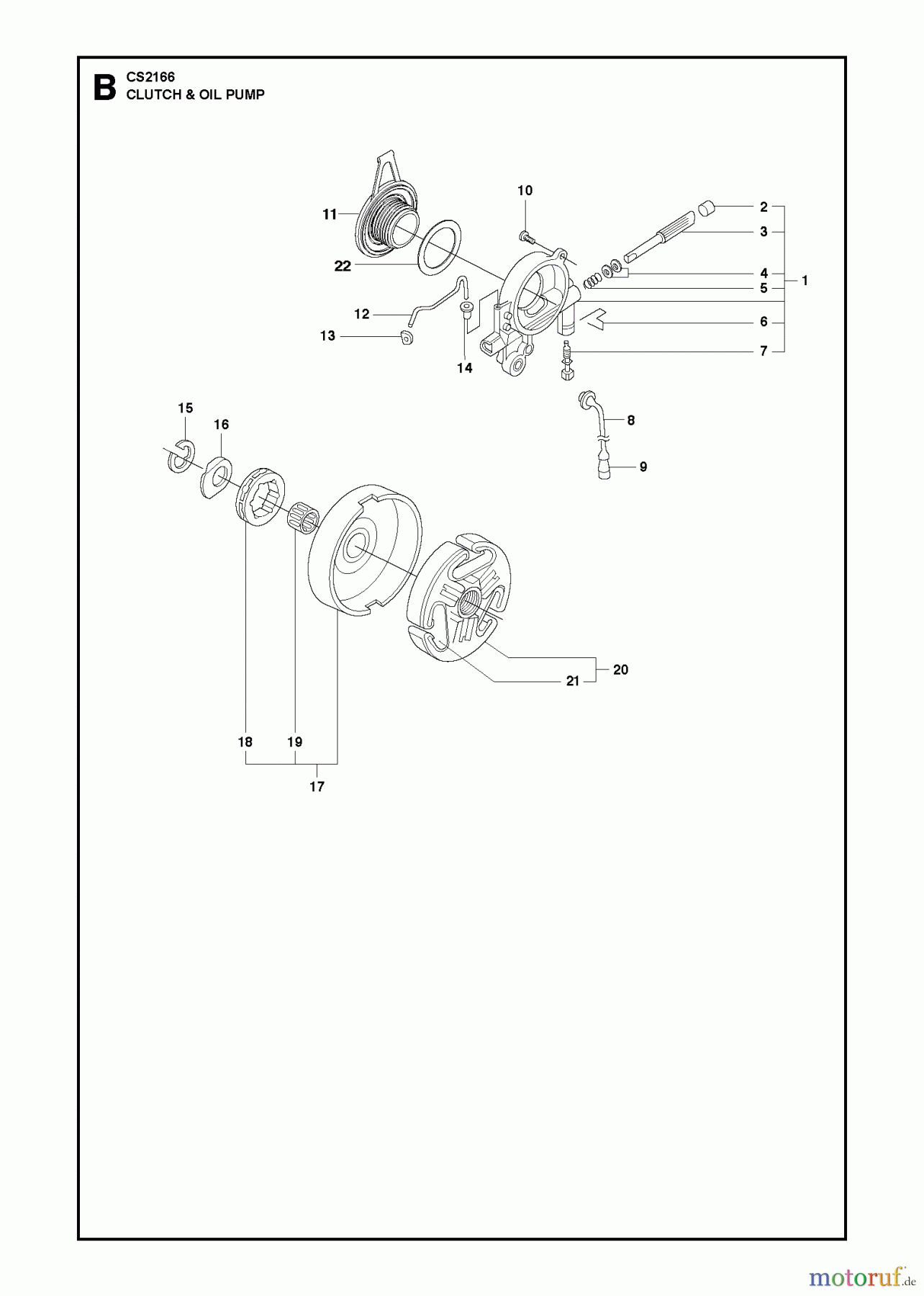  Jonsered Motorsägen CS2166 - Jonsered Chainsaw (2011-03) CLUTCH OIL PUMP