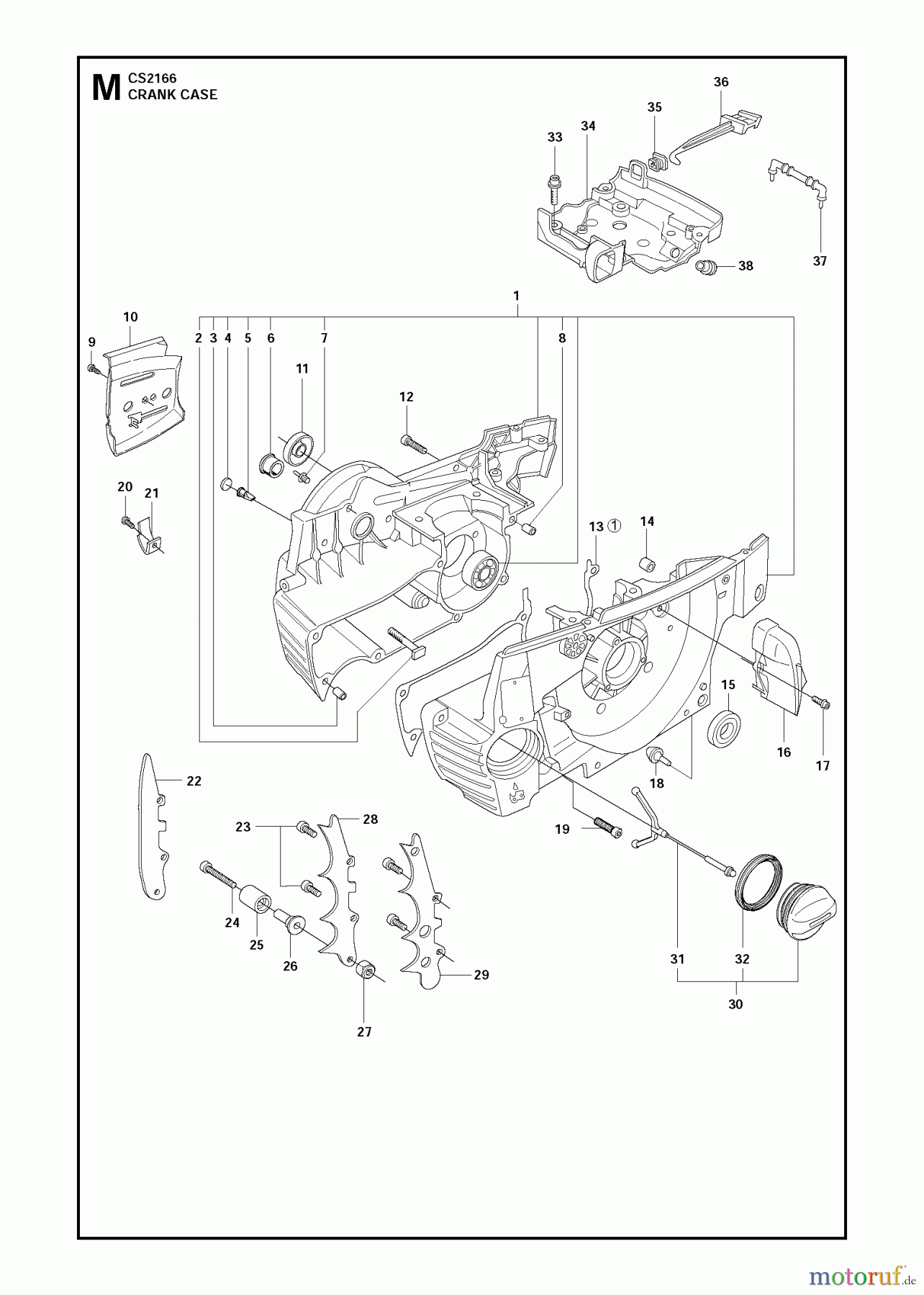  Jonsered Motorsägen CS2166 - Jonsered Chainsaw (2011-03) CRANKCASE