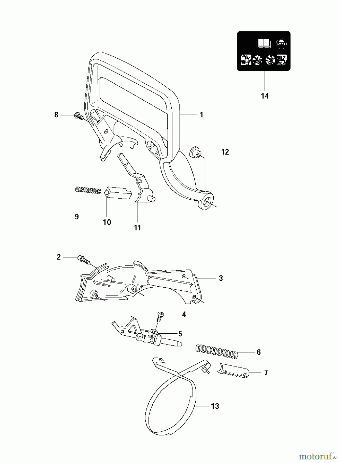  Jonsered Motorsägen CS2172 - Jonsered Chainsaw (2010-08) CHAIN BRAKE