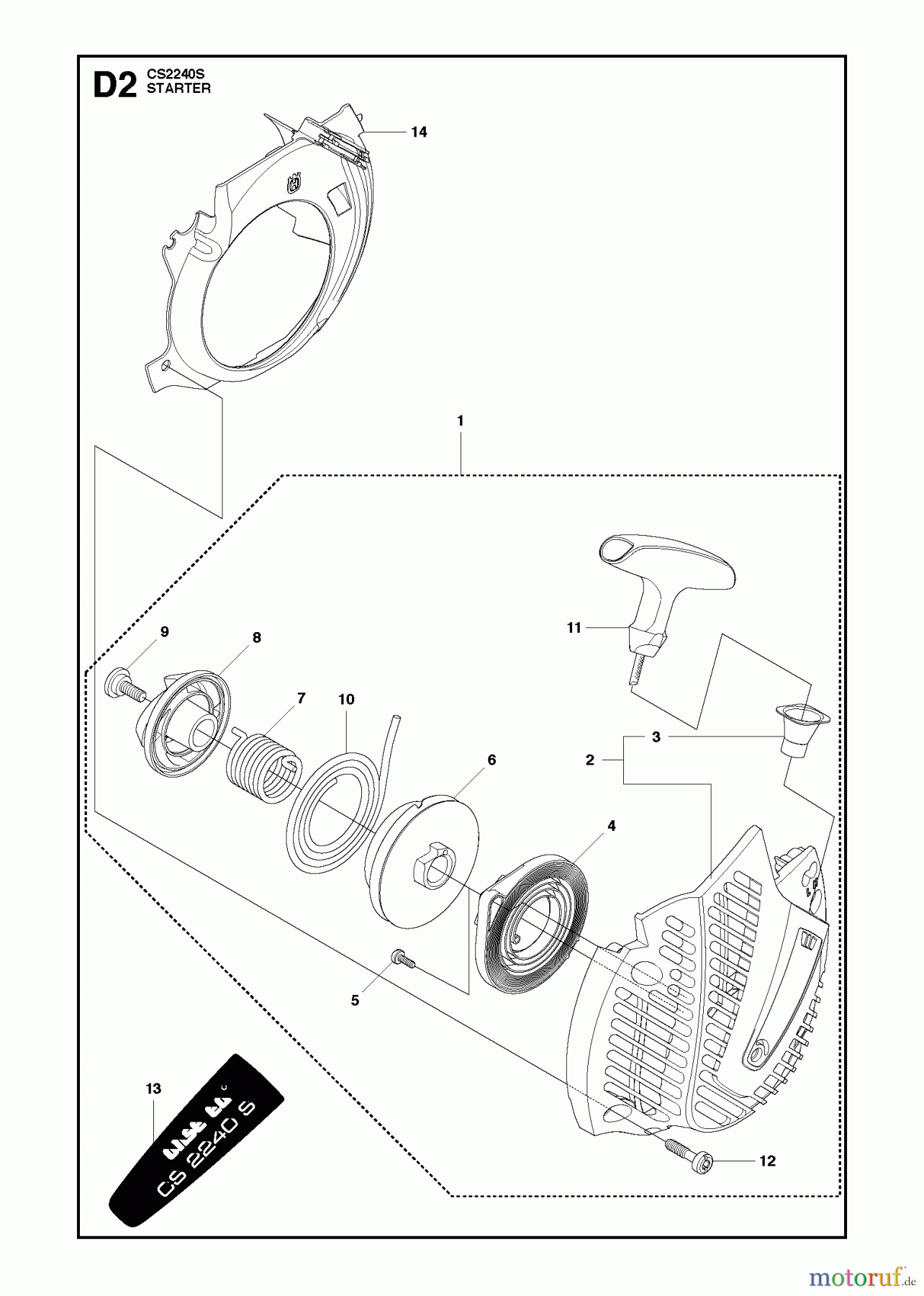  Jonsered Motorsägen CS2240 S - Jonsered Chainsaw (2010-06) STARTER