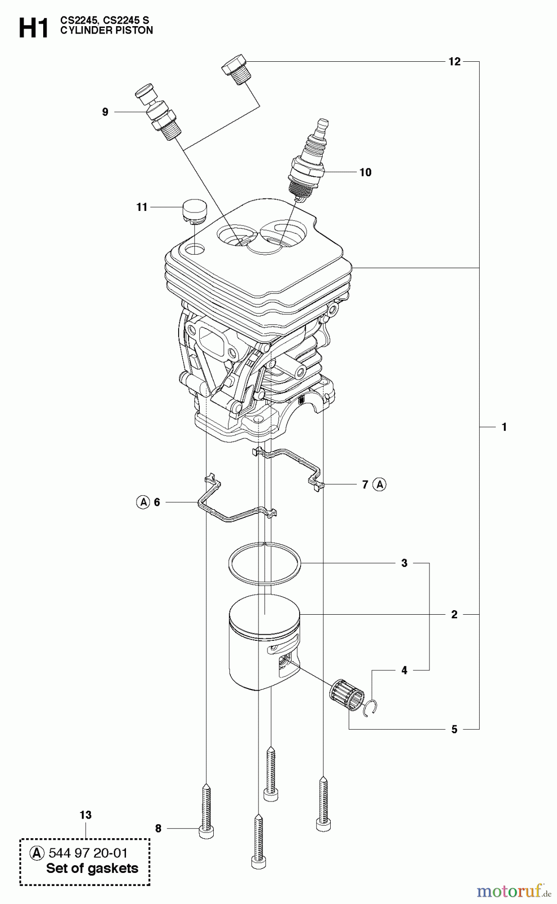  Jonsered Motorsägen CS2245 S - Jonsered Chainsaw (2010-07) CYLINDER PISTON