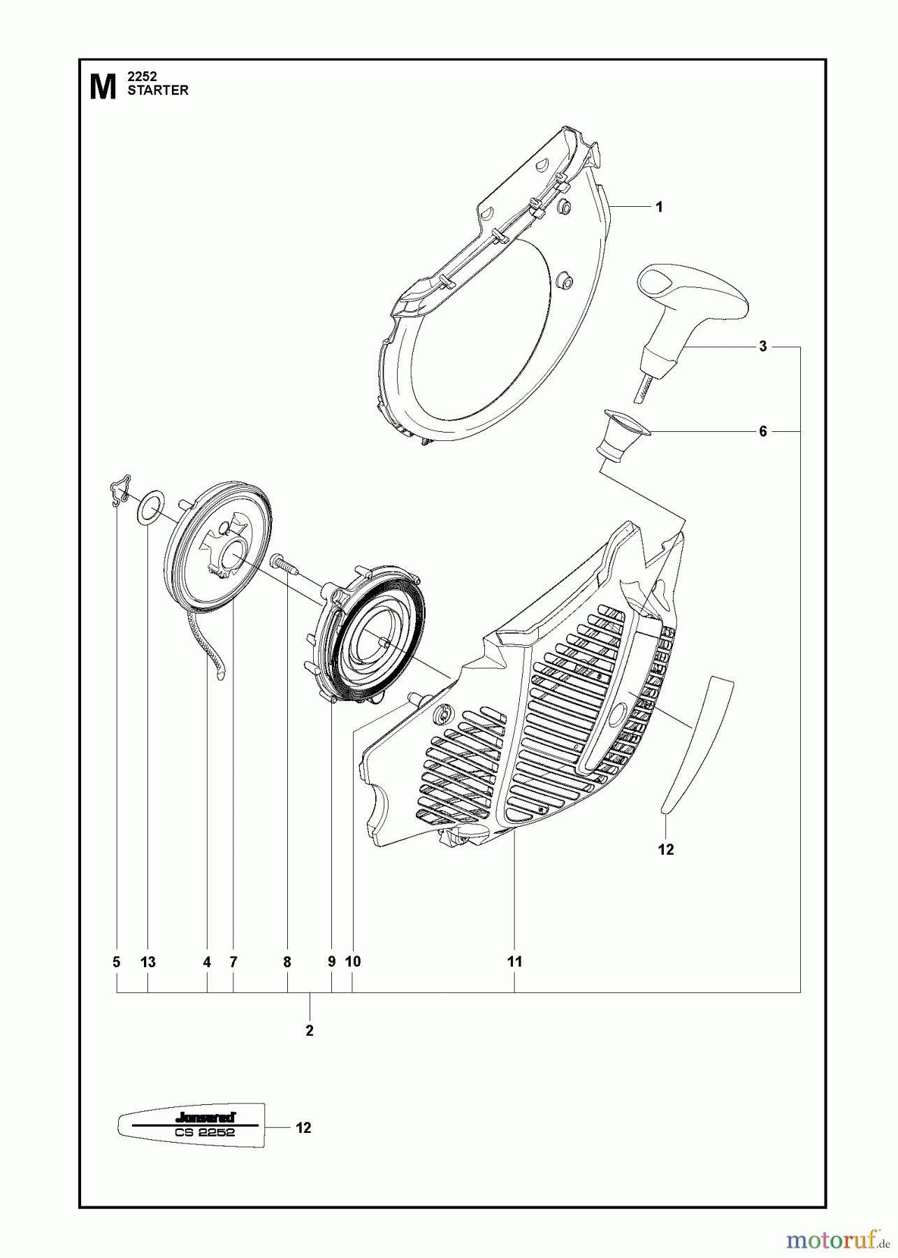  Jonsered Motorsägen CS2252 - Jonsered Chainsaw (2012-07) STARTER