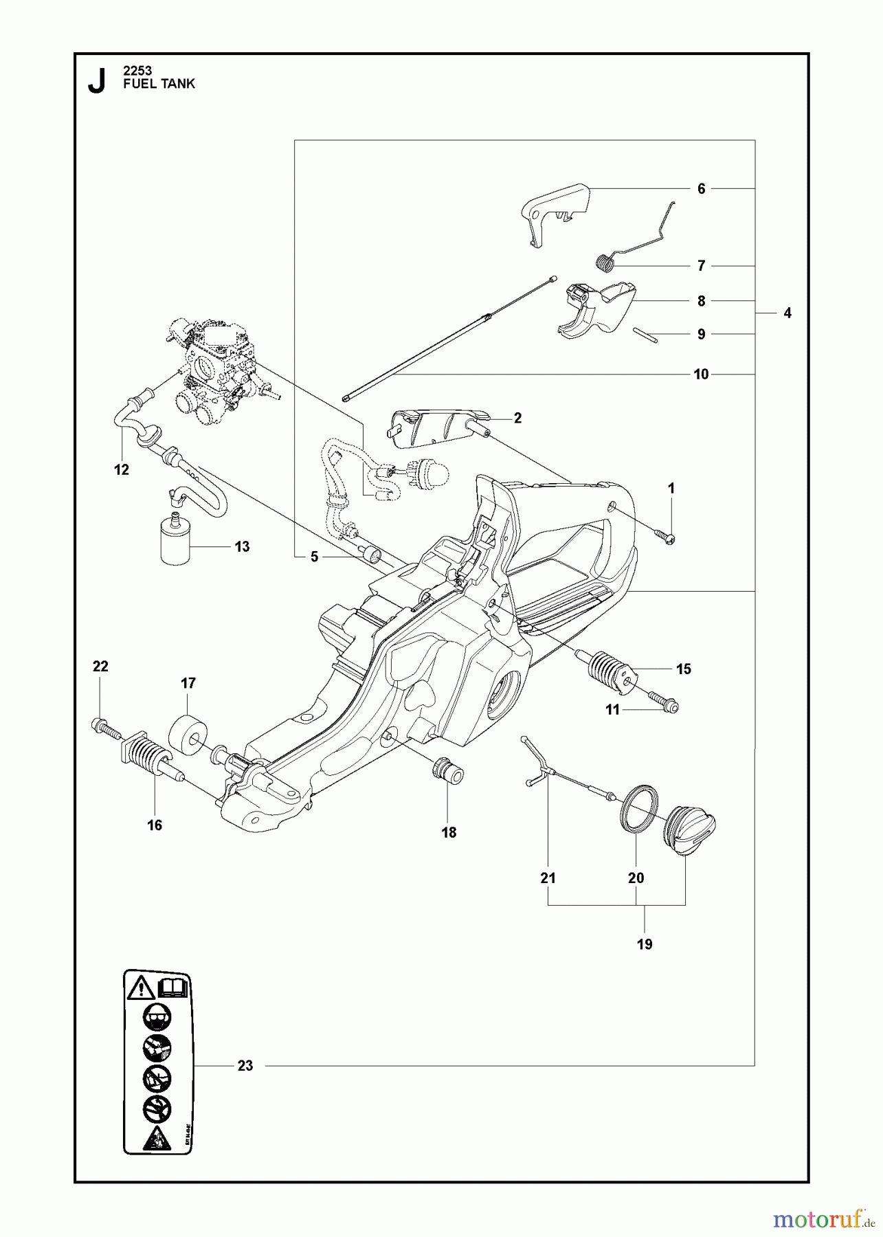 Jonsered Motorsägen CS2253 - Jonsered Chainsaw (2012-07) FUEL TANK