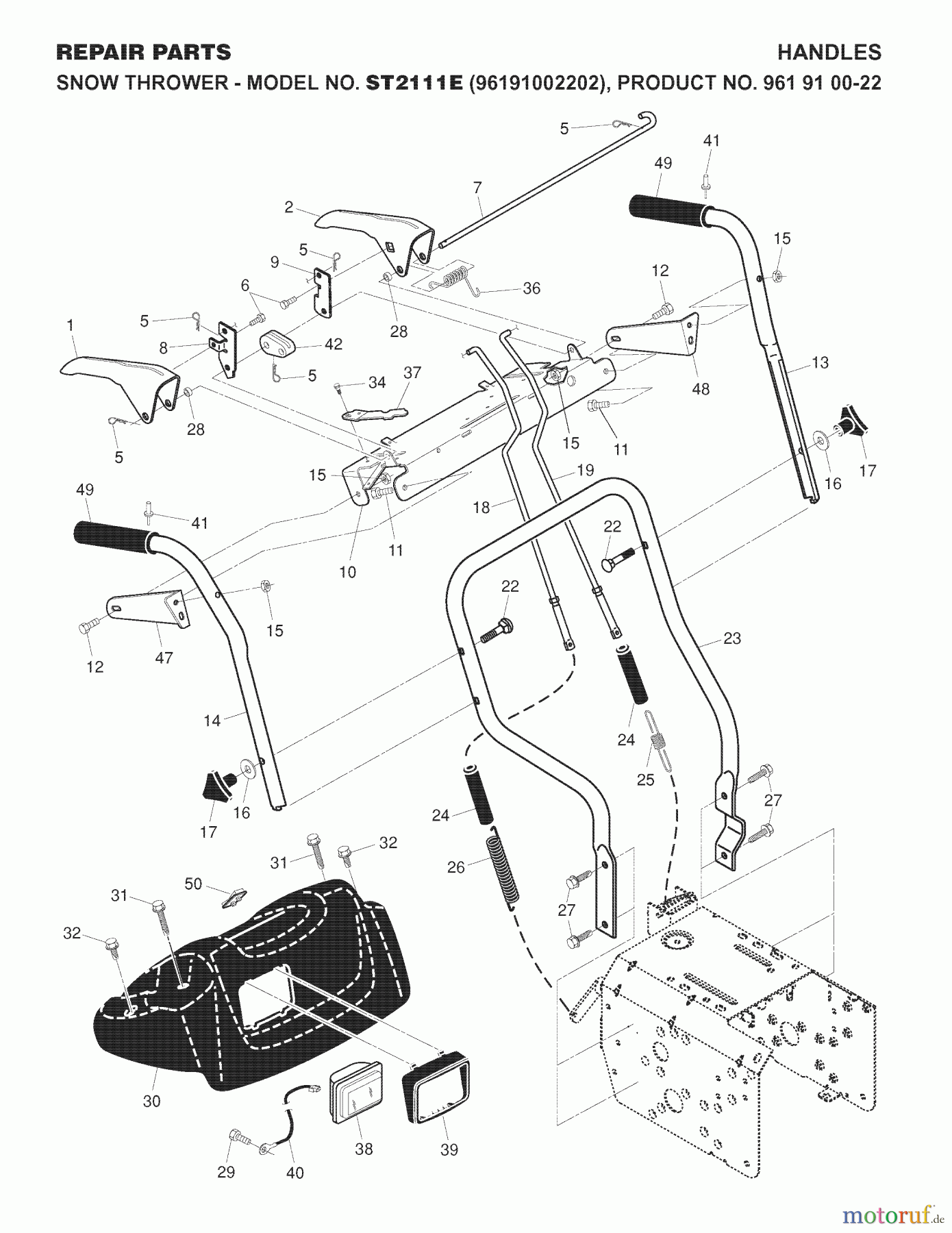  Jonsered Schneefräsen ST 2111 E (96191002202) - Jonsered Snow Thrower (2007-10) HANDLE