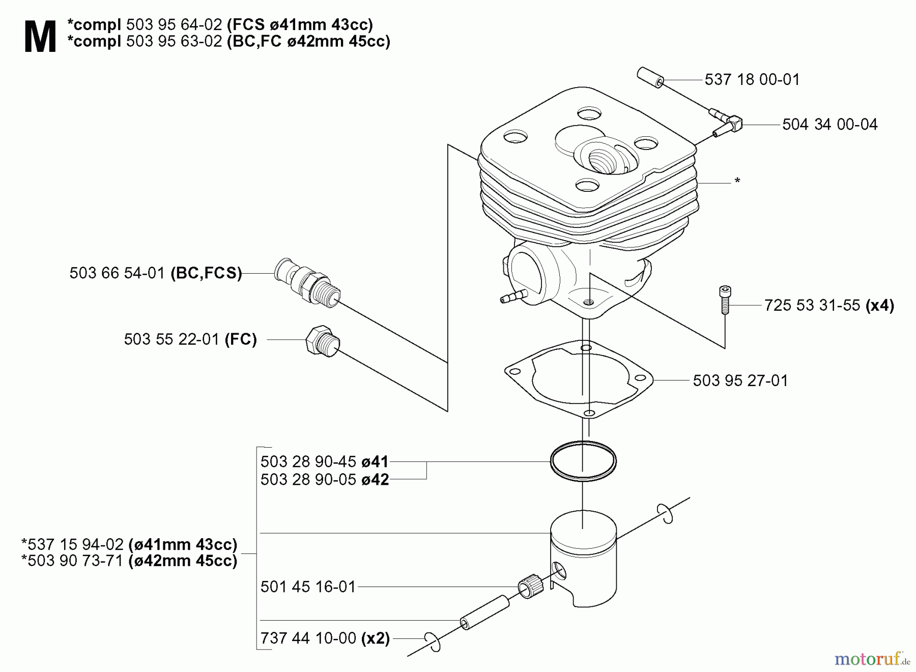  Jonsered Motorsensen, Trimmer BC2145 - Jonsered Brushcutter (2004-08) CYLINDER PISTON