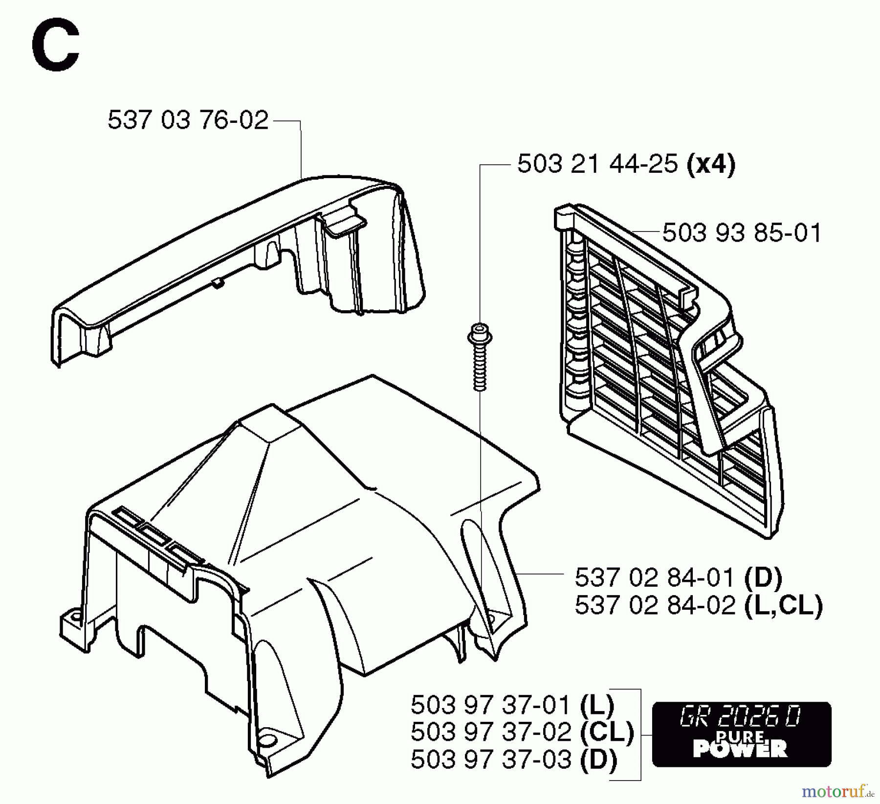  Jonsered Motorsensen, Trimmer GR2026 - Jonsered String/Brush Trimmer (2002-08) CYLINDER COVER