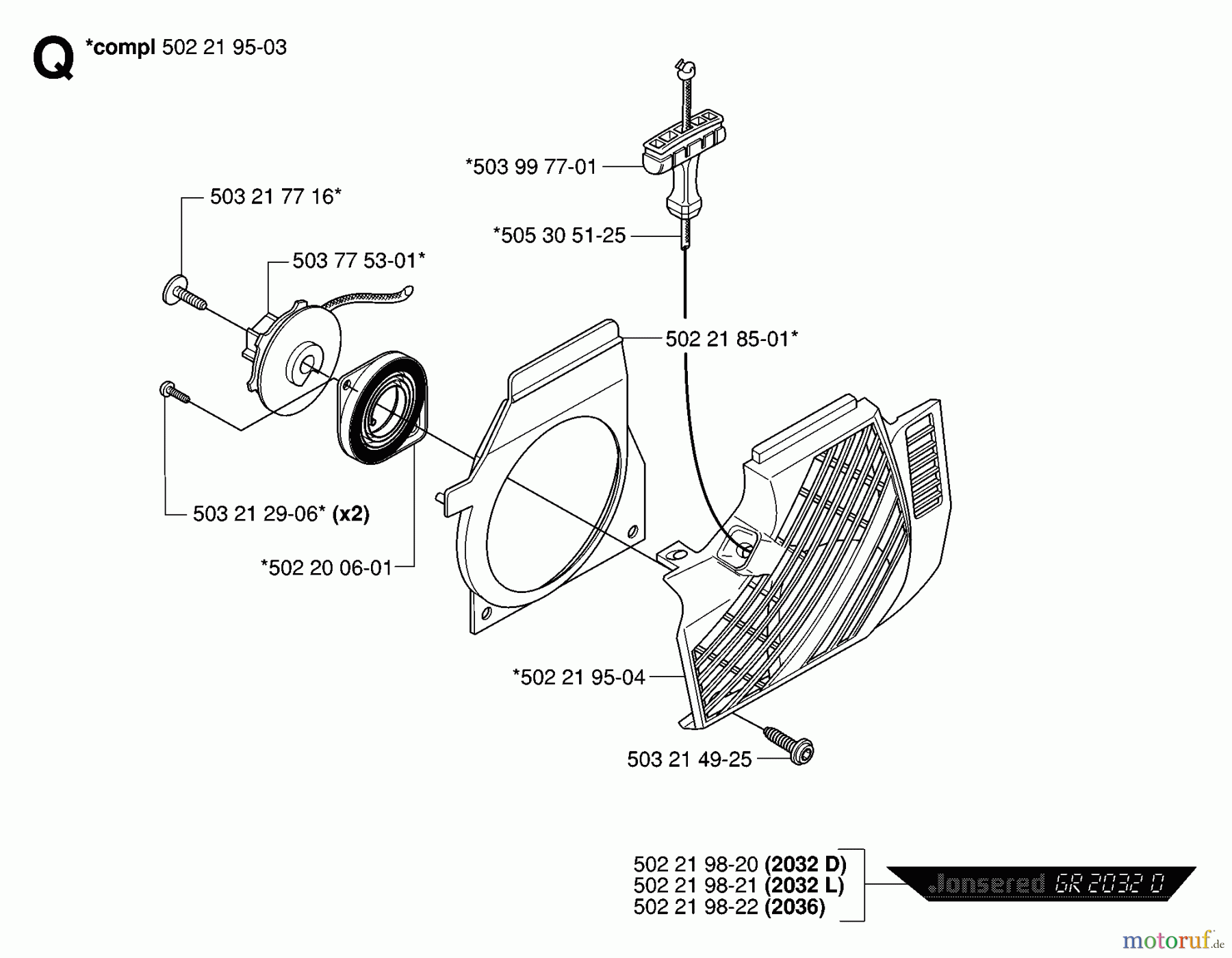  Jonsered Motorsensen, Trimmer GR2036 - Jonsered String/Brush Trimmer (2006-10) STARTER