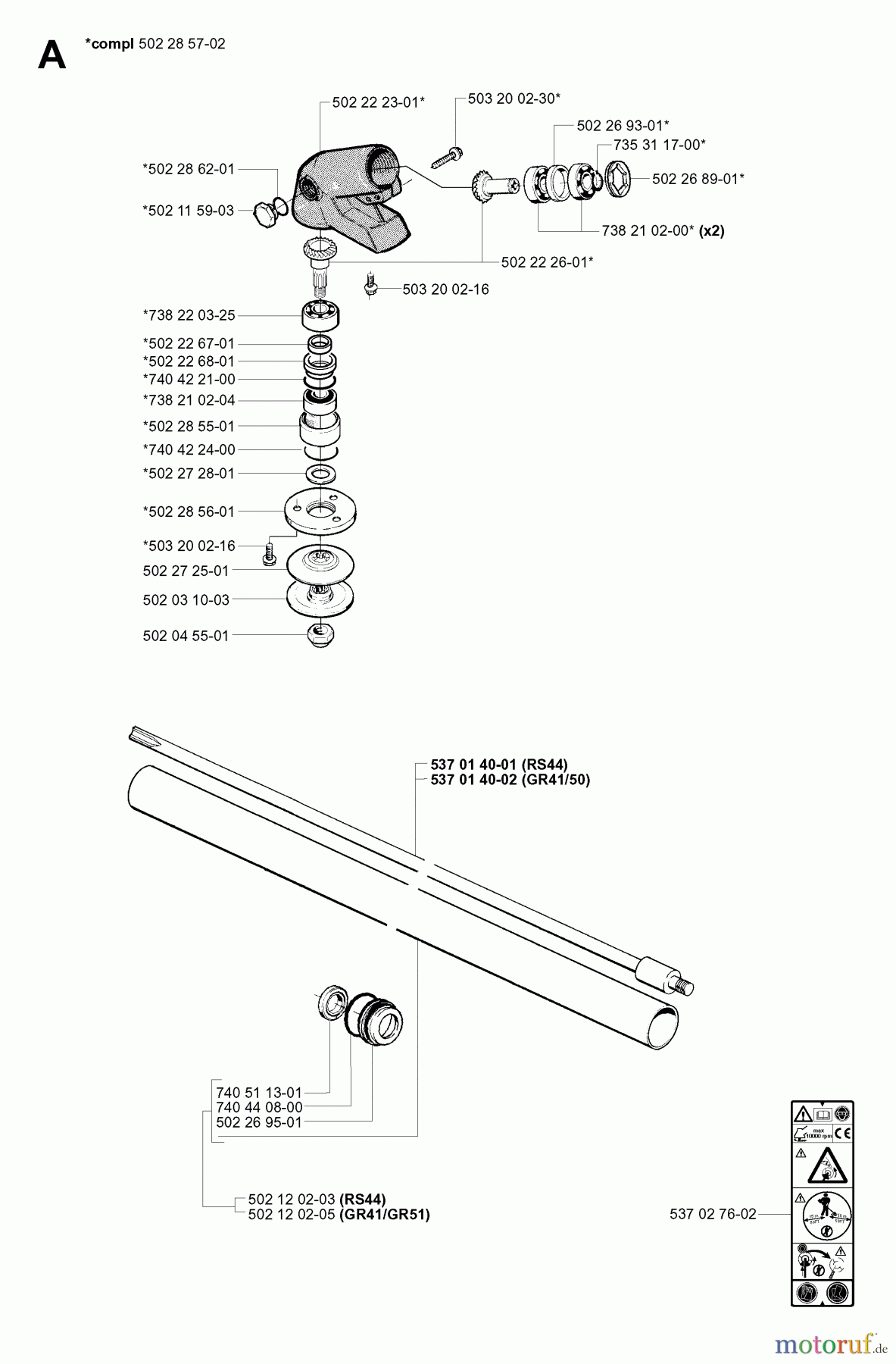  Jonsered Motorsensen, Trimmer RS44 EPA - Jonsered String/Brush Trimmer (2001-03) BEVEL GEAR SHAFT