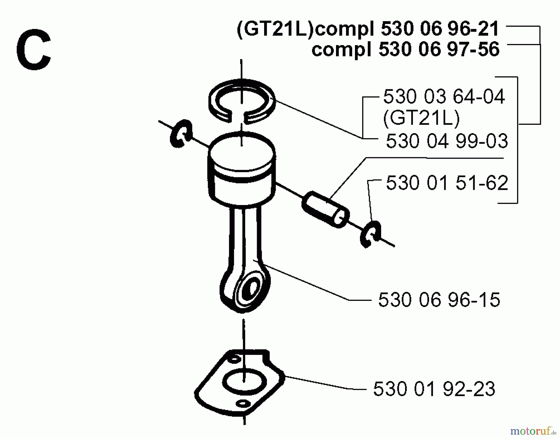  Jonsered Motorsensen, Trimmer GT26 - Jonsered String/Brush Trimmer (1997-05) CYLINDER PISTON