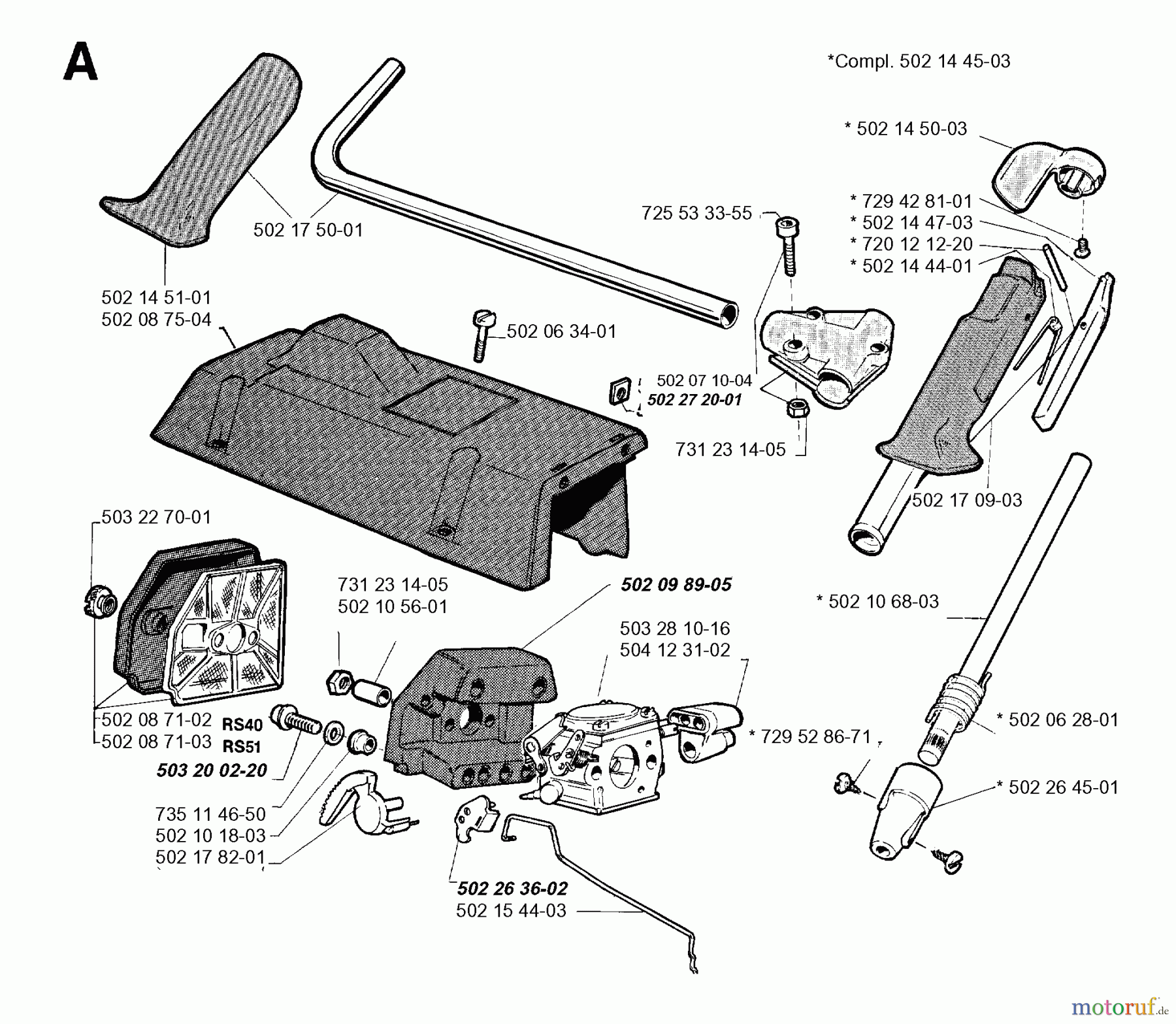  Jonsered Motorsensen, Trimmer RS51 - Jonsered String/Brush Trimmer (1993-05) HANDLE CONTROLS