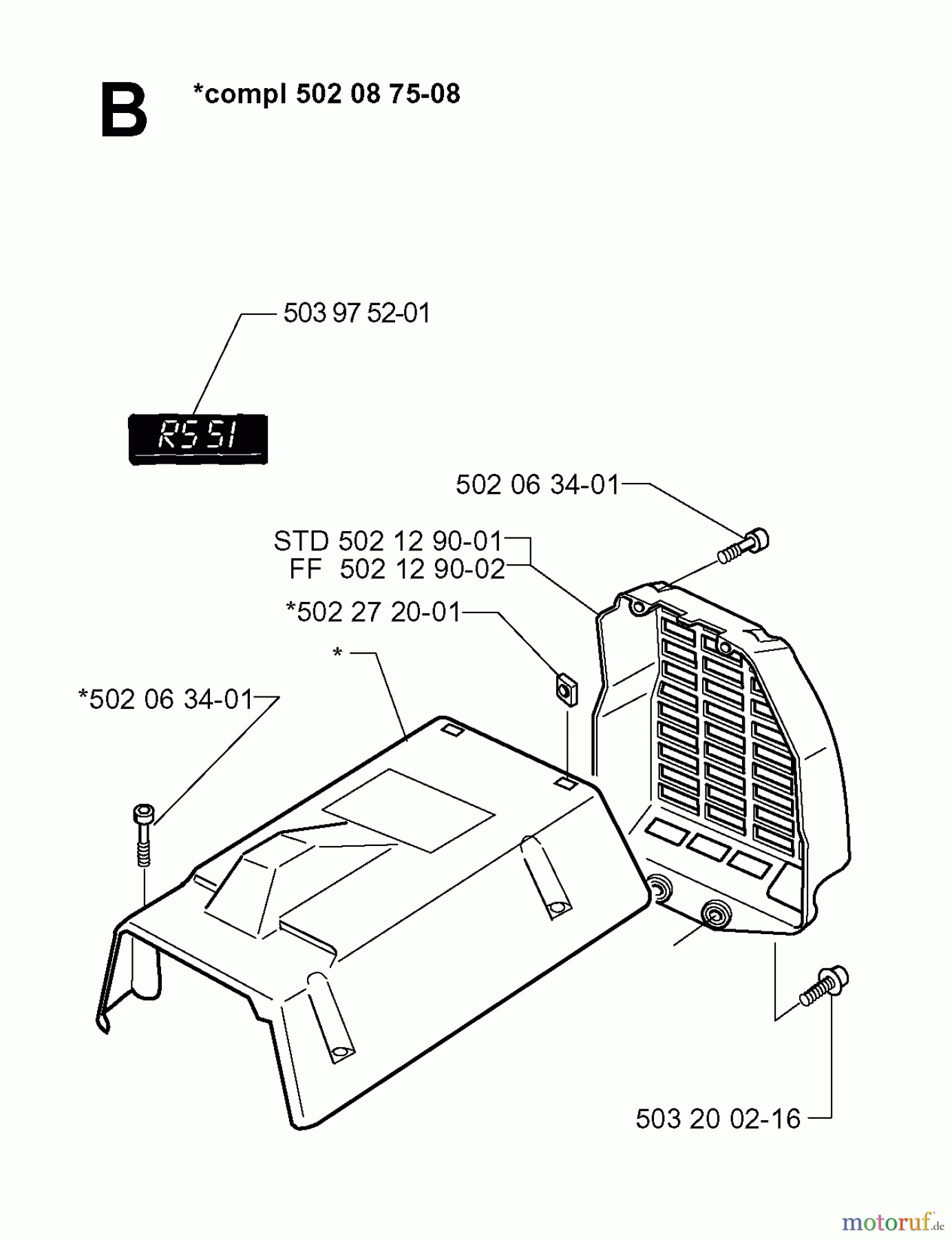  Jonsered Motorsensen, Trimmer RS51 - Jonsered String/Brush Trimmer (1998-03) CYLINDER COVER