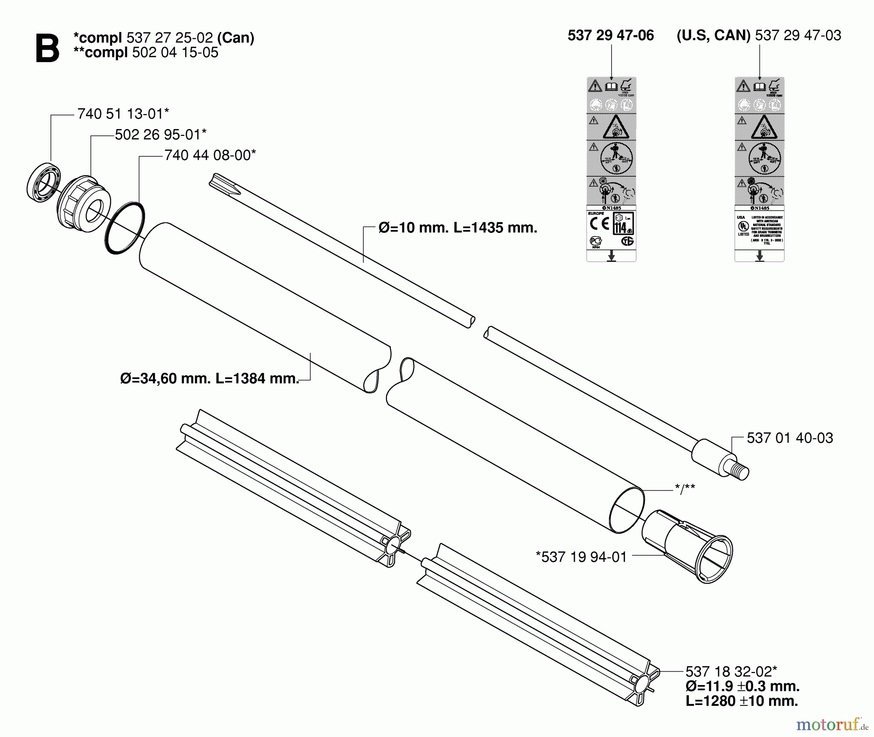  Jonsered Motorsensen, Trimmer RS52 - Jonsered String/Brush Trimmer (2006-07) SHAFT #2