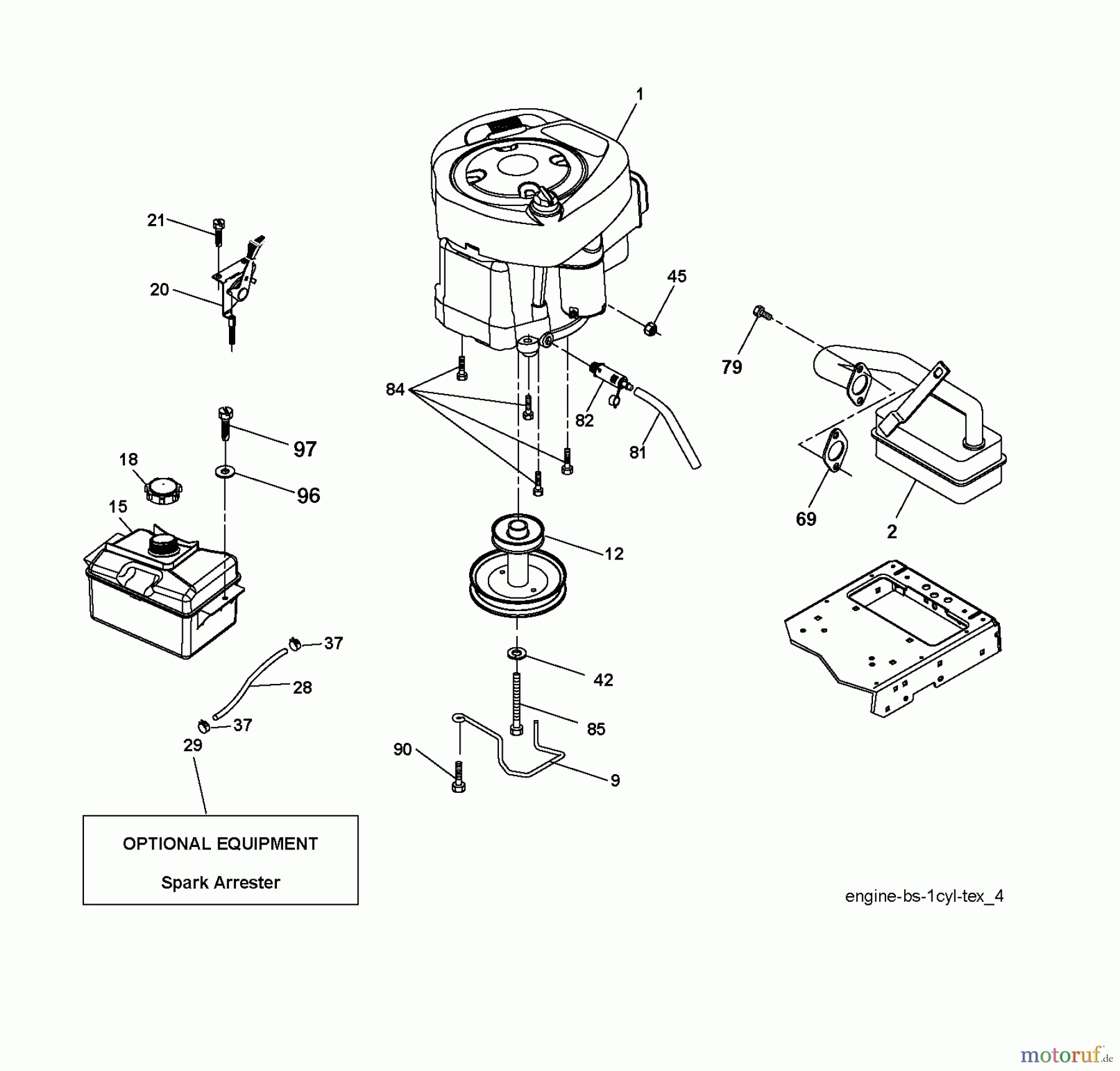  Jonsered Rasen  und Garten Traktoren LT2213 C (96041008100) - Jonsered Lawn & Garden Tractor (2009-01) ENGINE